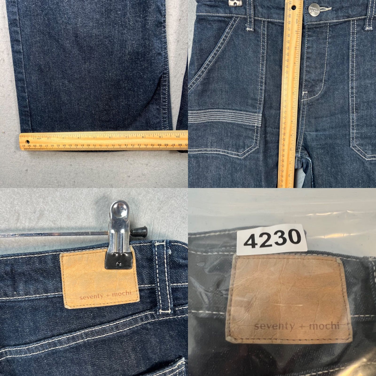 Denime Seventy + Mochi Jeans 27 High-Waisted Denim w/ Contrast Stitch Womens Adult Regular 27 Blue 5-Pocket Wide-Leg Inseam 25" Cotton Blend Denim Vintage No Size 27" / US 4 / IT 40 - 8 Thumbnail