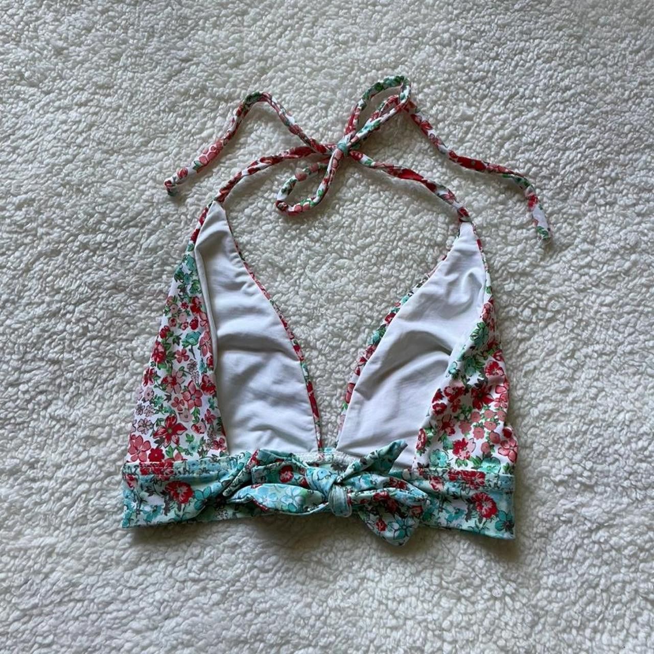 Vintage Floral bikini top with adjustable straps and tie back Size M / US 6-8 / IT 42-44 - 5 Thumbnail