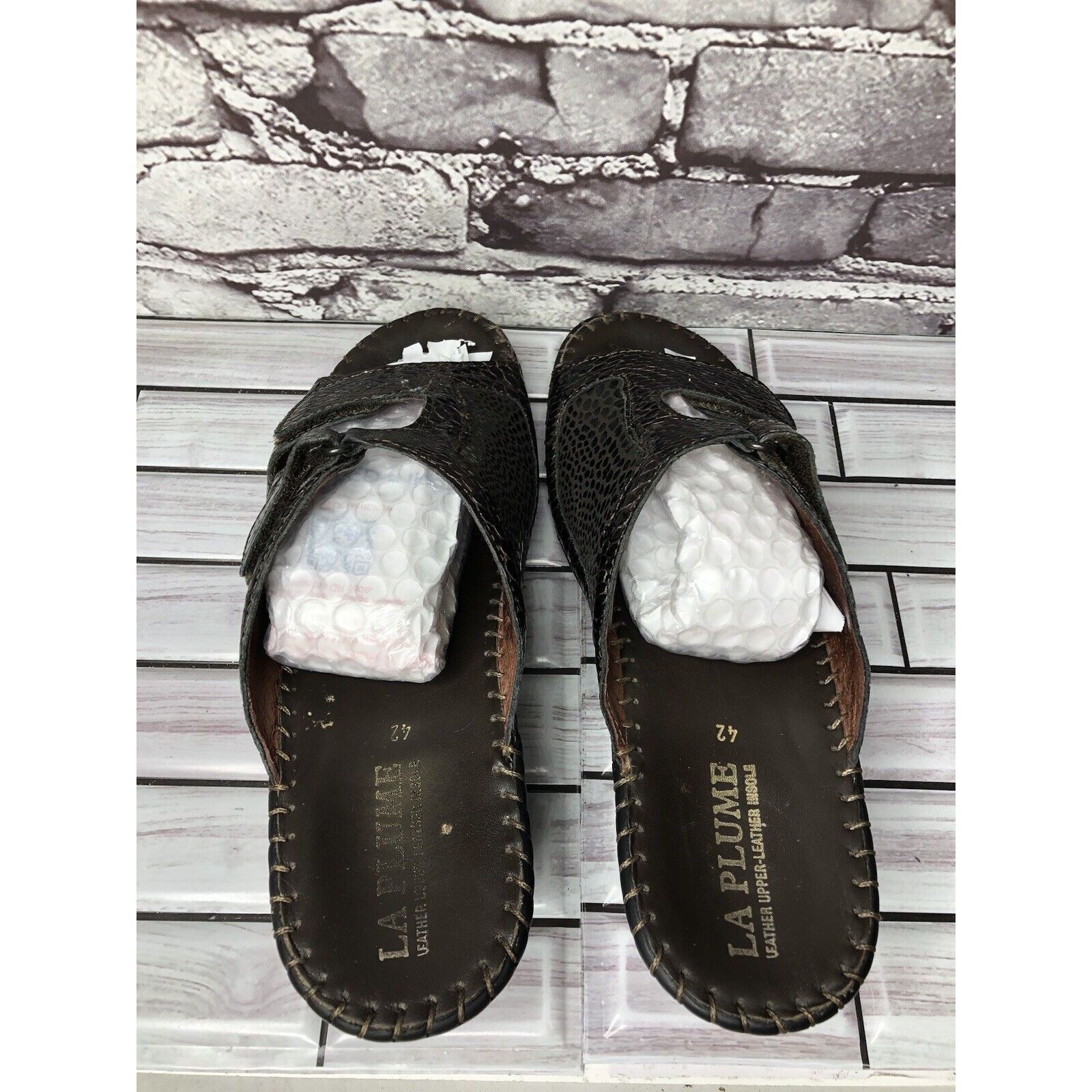 Other LA PLUME Jen Brown Patent Leather Strap Slide Wedge Sandals Size US 11 / IT 41 - 4 Thumbnail
