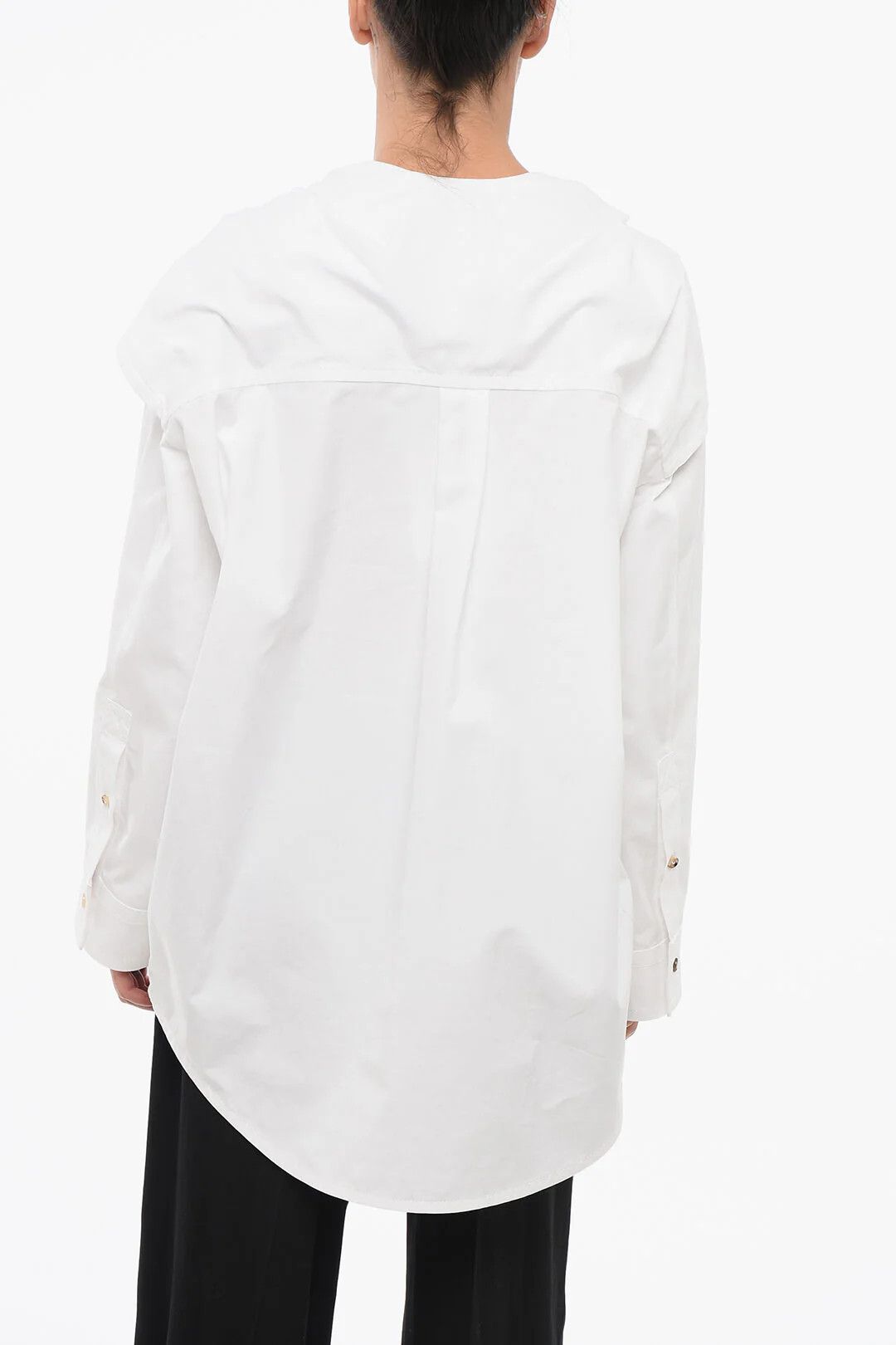 Bottega Veneta og1mm0426 Oversized Blouse in White Size S / US 4 / IT 40 - 2 Thumbnail