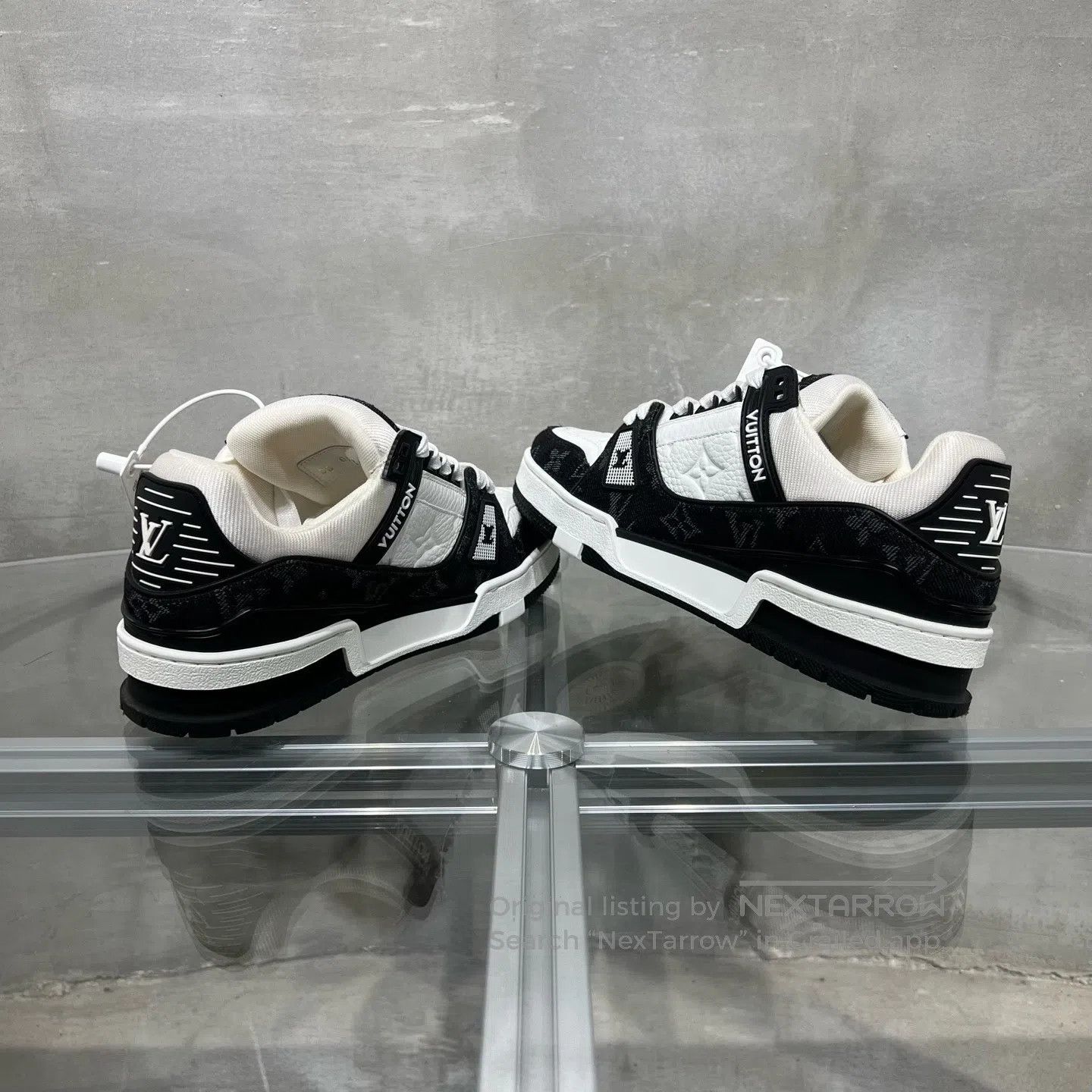 Louis Vuitton Louis Vuitton Trainer Black and White Jeans shoes Size US 7 / IT 37 - 5 Thumbnail