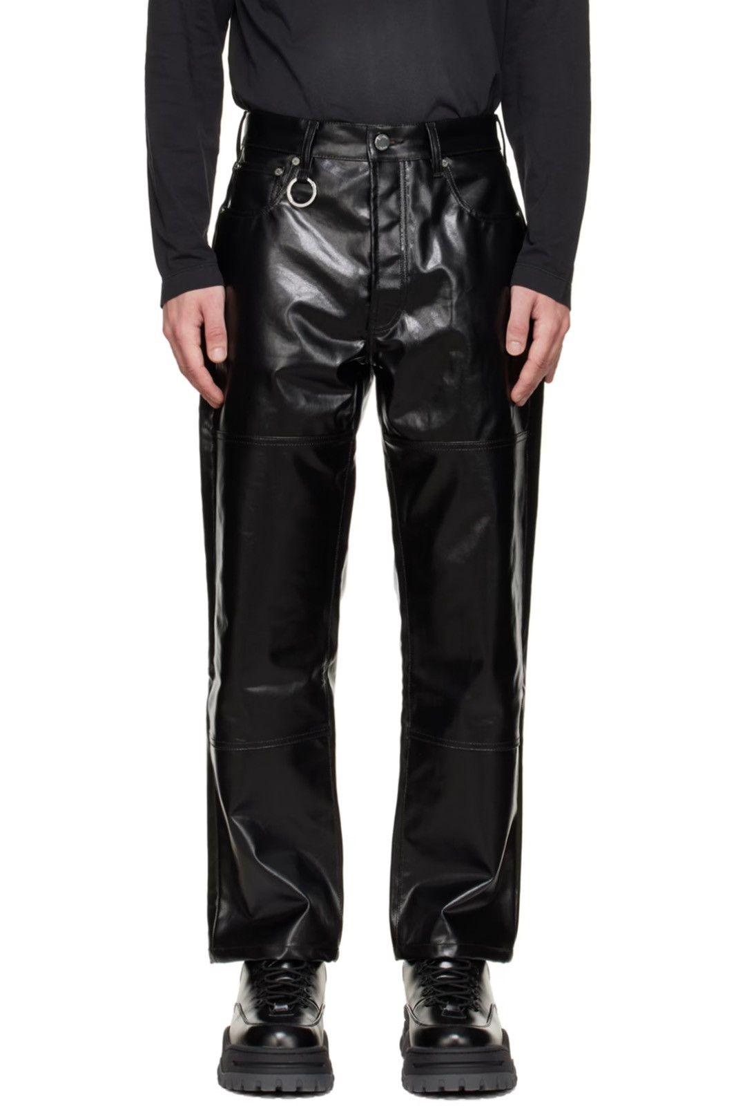 image of ds! Ss22 Etudes Corner Coated Faux Leather Black Pants, Men's (Size 30)