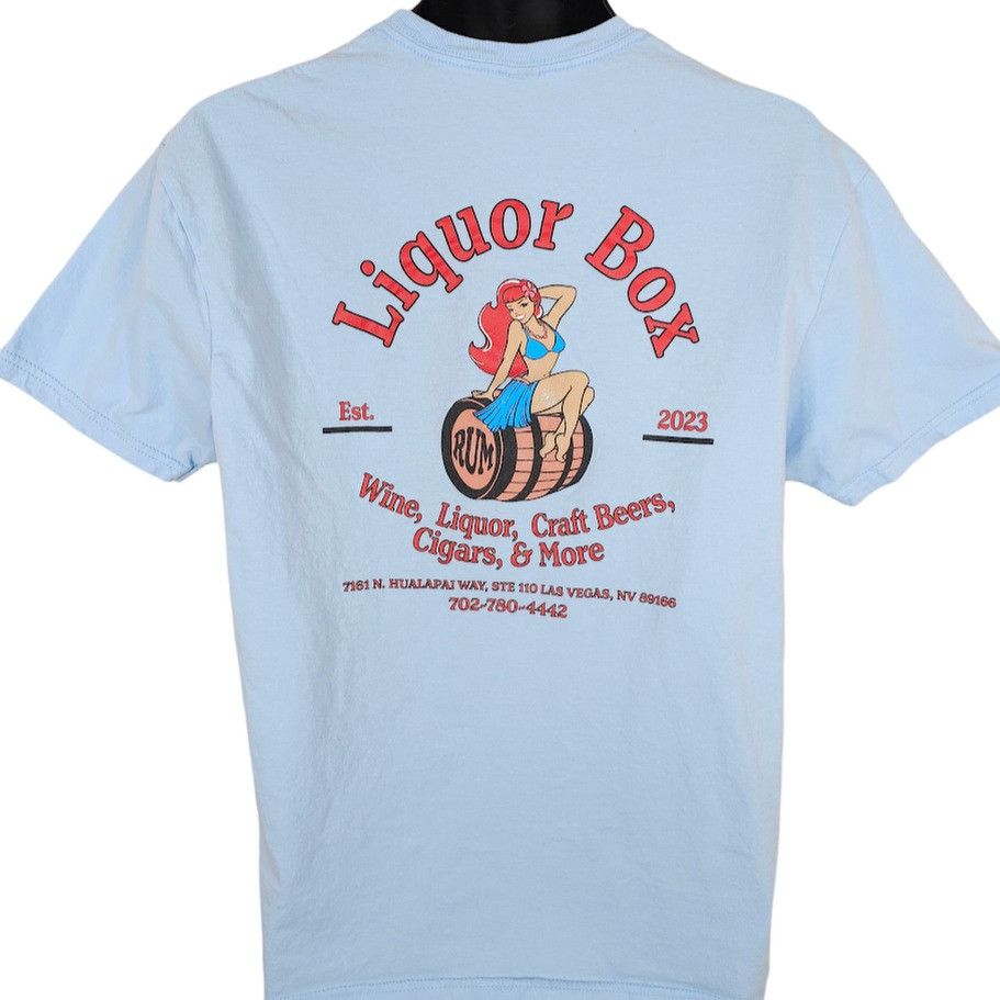Gildan Liquor Box T Shirt Mens Size Large Blue Las Vegas Pin Up Size US L / EU 52-54 / 3 - 1 Thumbnail