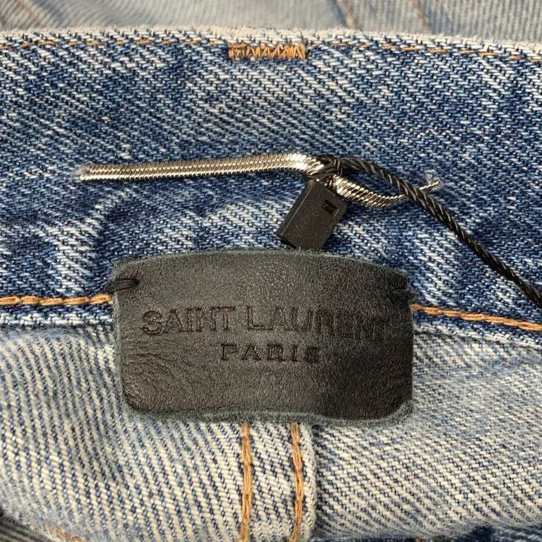 Saint Laurent Paris F/W19 Bandana Distressed Denim Jeans Anthony Vaccarello Size US 32 / EU 48 - 3 Thumbnail