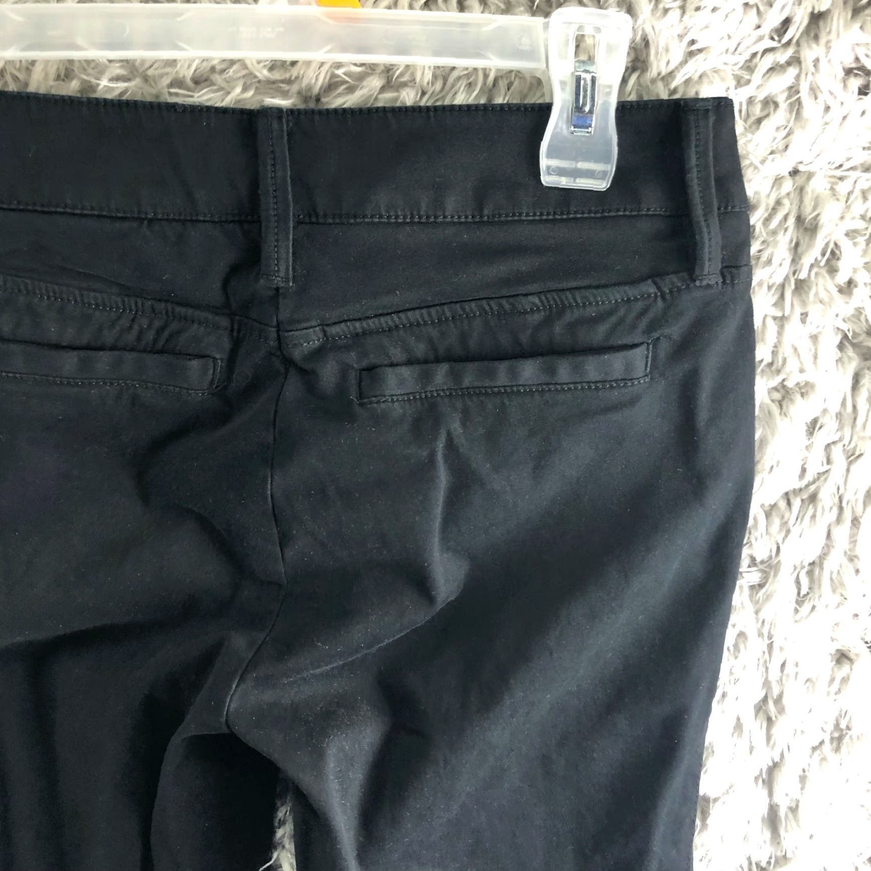 Ann Taylor LOFT Womens Size 6 Mid Rise Straight Leg Black Pants Dress Pants Cotton Denim Classic Solid Logo Zip Inseam 29 in Mens? Size 28" / US 6 / IT 42 - 6 Thumbnail