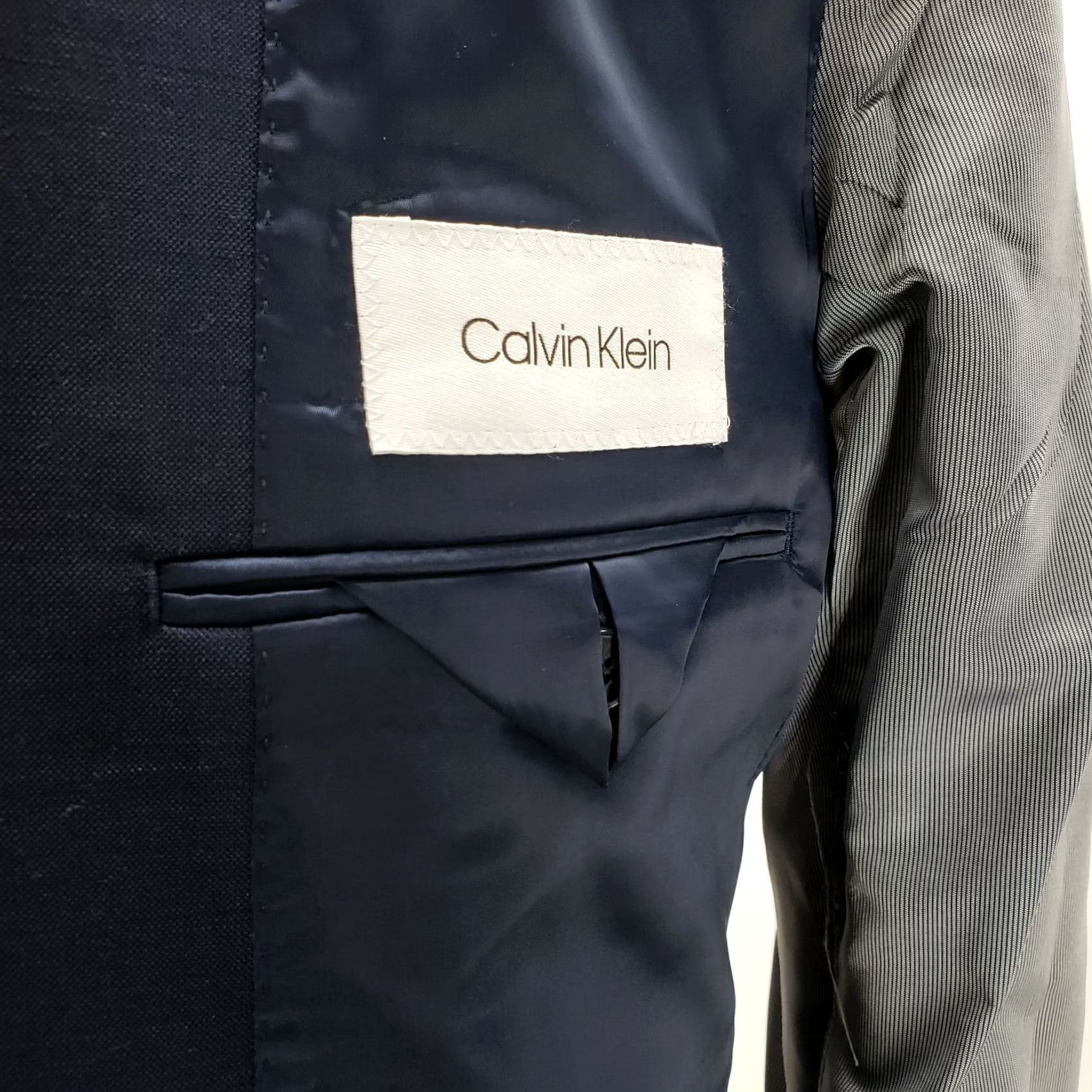 Calvin Klein Calvin Klein MILO Stretch Skinny Fit Blue Dress Suit Jacket 44L Mens Wool/Polyester/Spandex Notch Lapel Long Coat Jacket Single-Breasted 1 Piece Size 44R - 6 Thumbnail