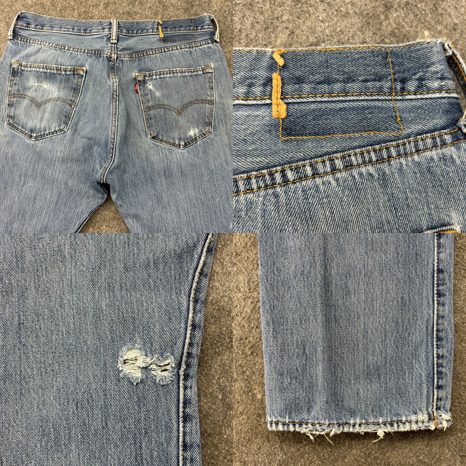 Levi's VINTAGE Levi's 501 Jeans Mens 34x29 Blue Straight Denim Distressed Regular 90s Cowboy USA Mens Size US 34 / EU 50 - 9 Thumbnail