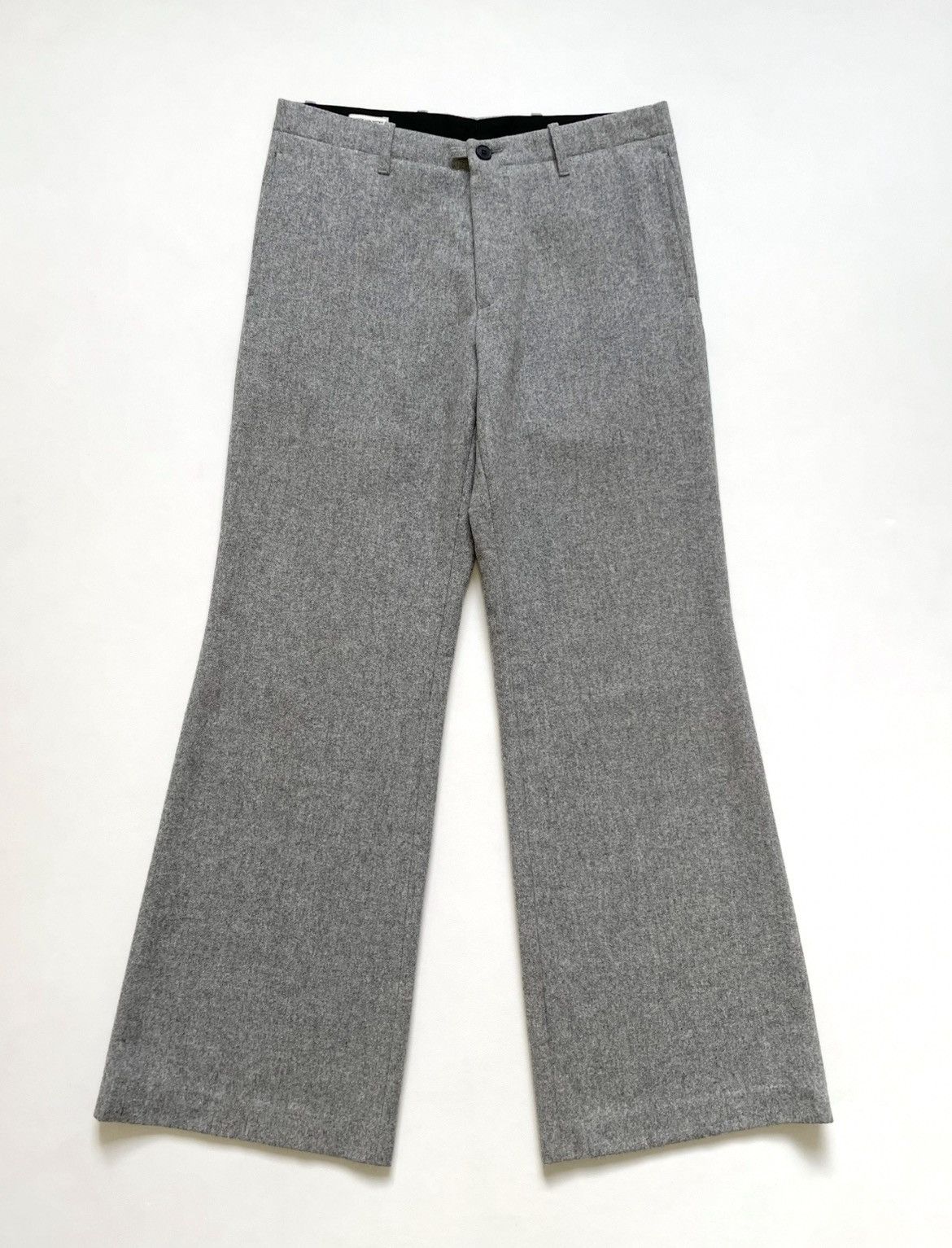 Dries Van Noten Light Grey Wool Flared Leg Pants Size US 32 / EU 48 - 1 Thumbnail
