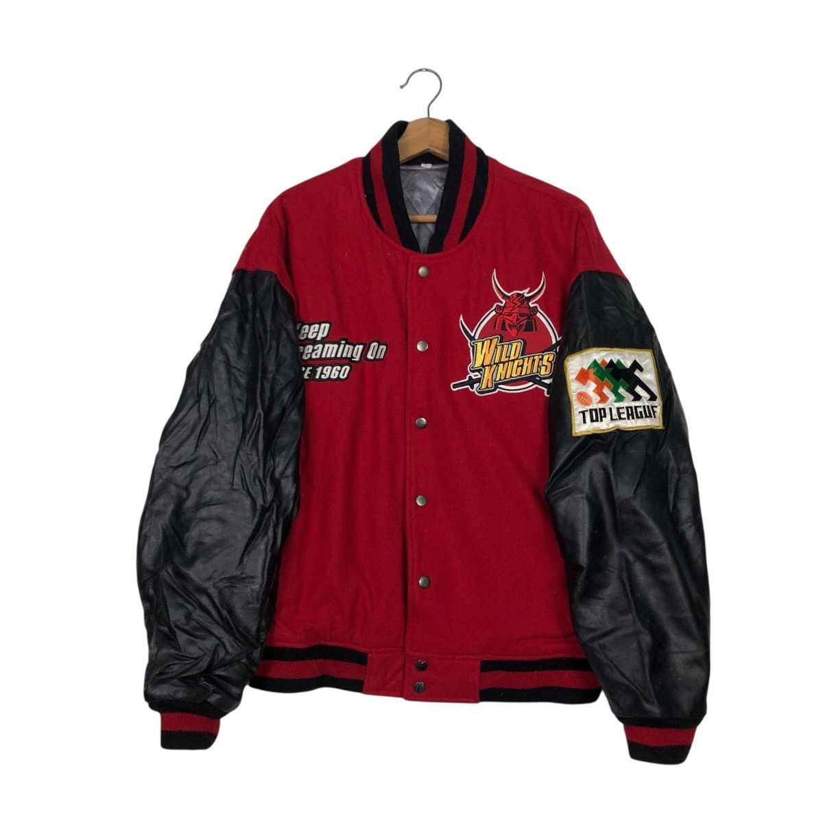 Japanese Brand 📌Vintage Varsity Leather Jacket Wild Knight Embroidery Size US L / EU 52-54 / 3 - 4 Thumbnail