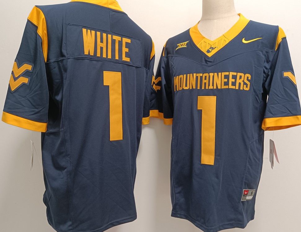 Other Men's West Virginia Mountaineers #1 Jahiem White Jersey Size US S / EU 44-46 / 1 - 1 Thumbnail