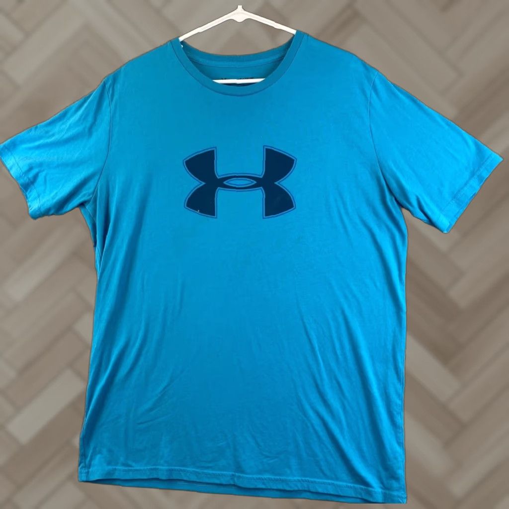 Under Armour Under Armour UA Men's Logo Cotton Green T-Shirt Blue /88-31 XL Logo Crew Neck Short Sleeve Jersey Jersey Cotton T-Shirt Blue Green Under Armour Size US XL / EU 56 / 4 - 1 Thumbnail