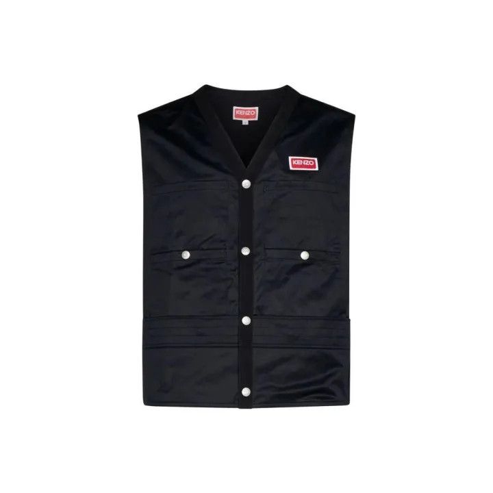 Kenzo Kenzo Black Sleeveless V-Neck Vest 0079 Size US M / EU 48-50 / 2 - 1 Thumbnail