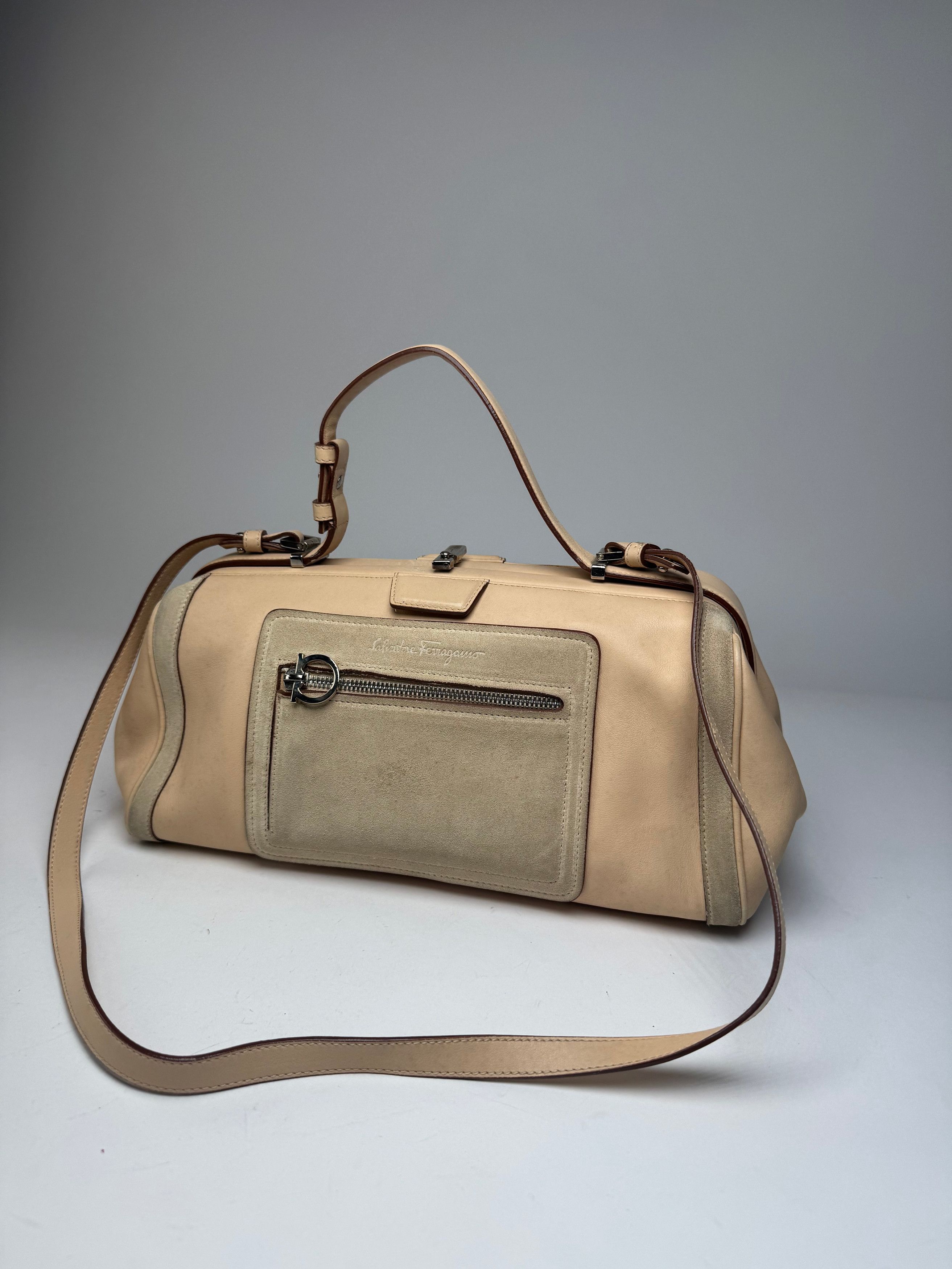 Salvatore Ferragamo Vintage 2Way leather / suede Handbag pink / grey Size ONE SIZE - 1 Thumbnail