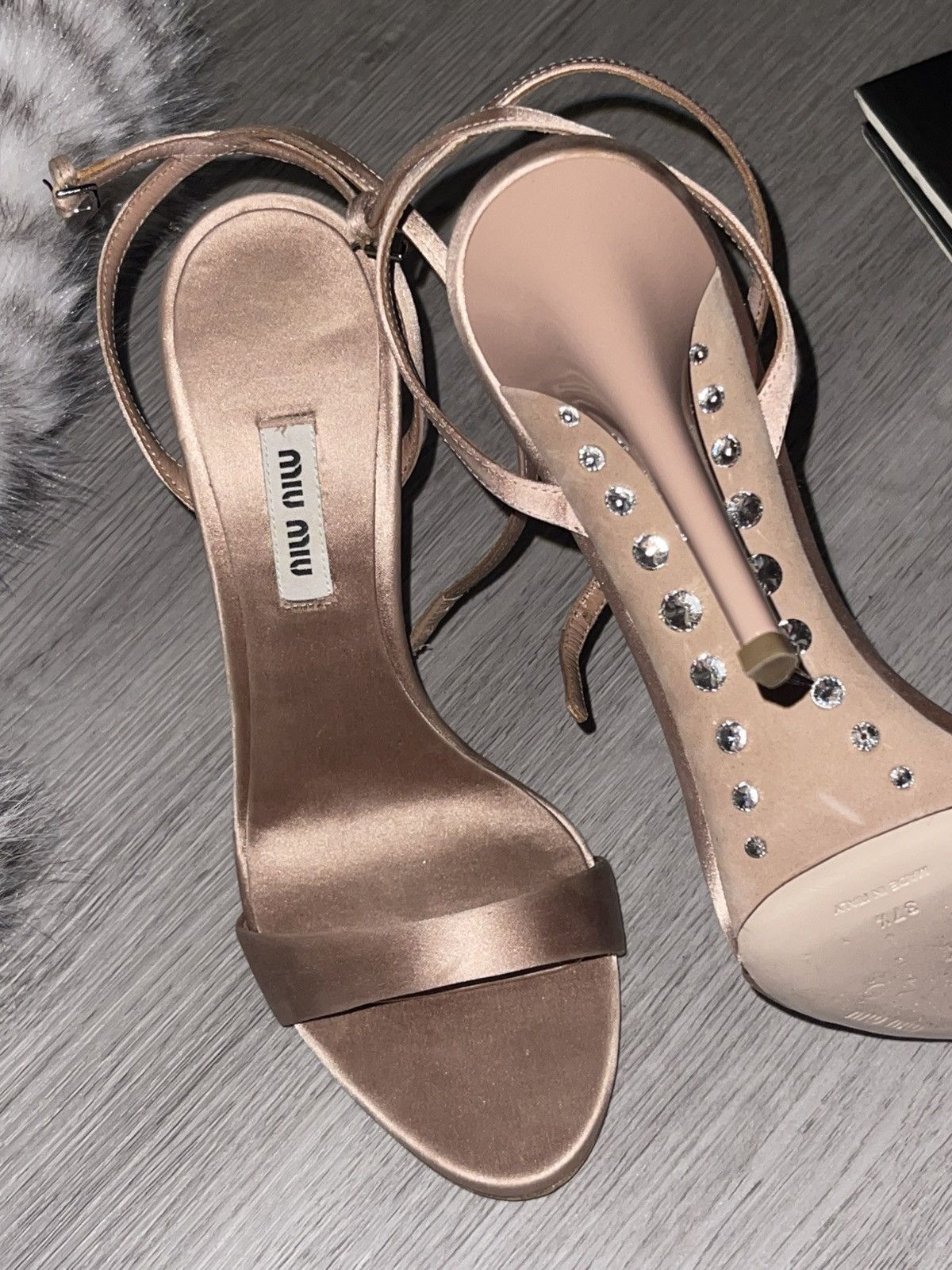 Miu Miu Miu Miu satin crystal heels Size US 7.5 / IT 37.5 - 2 Thumbnail