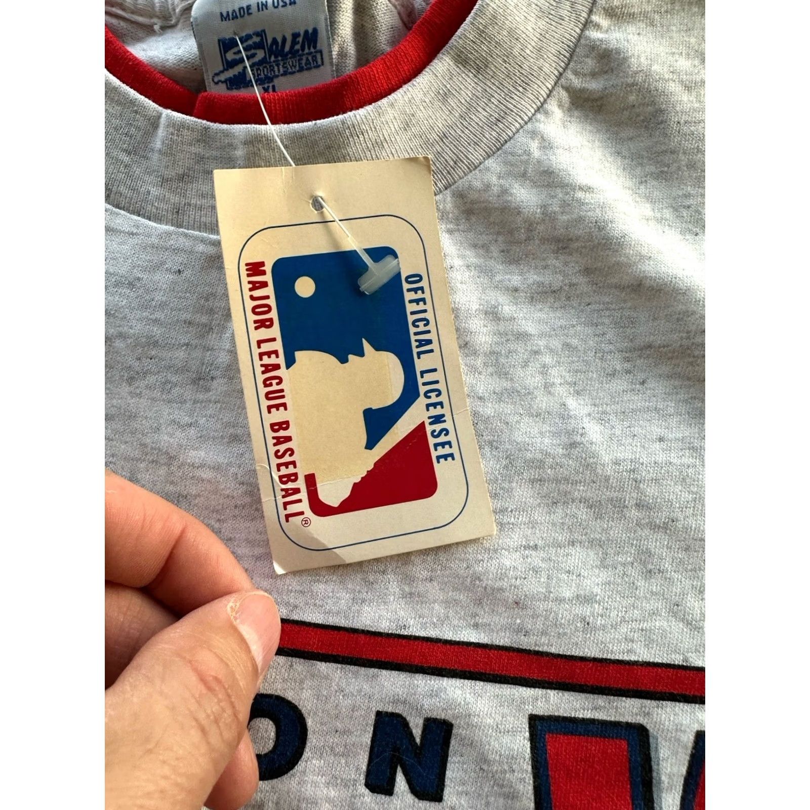MLB VINTAGE Salem MLB Tee Shirt - Boston Red Sox 1991 Single Stitch - Men XL Gray Shirt Size US XL / EU 56 / 4 - 6 Thumbnail