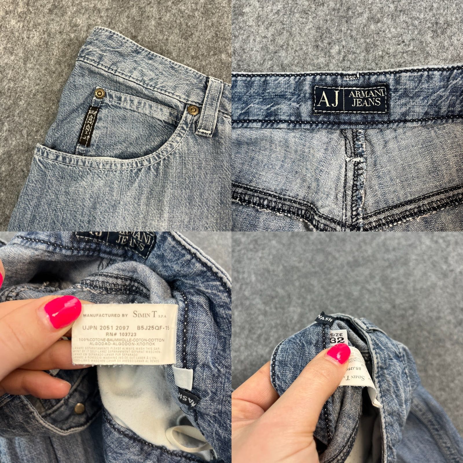 Armani Armani Womens Jeans Bootcut 32 34 UK 12 Light Wash Blue Cotton Italian GA"," Size 34" / US 12 / IT 48 - 8 Thumbnail
