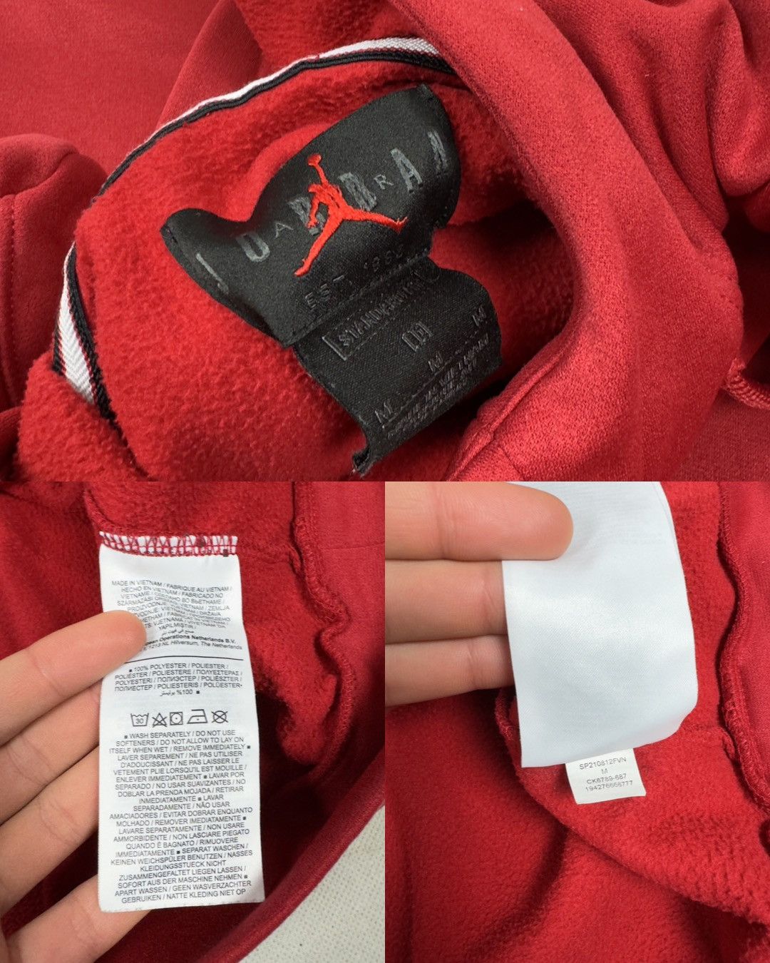 Jordan Brand Air Jordan Men's Red Full Zip Therma Fleece Hoodie Medium Size US M / EU 48-50 / 2 - 7 Thumbnail