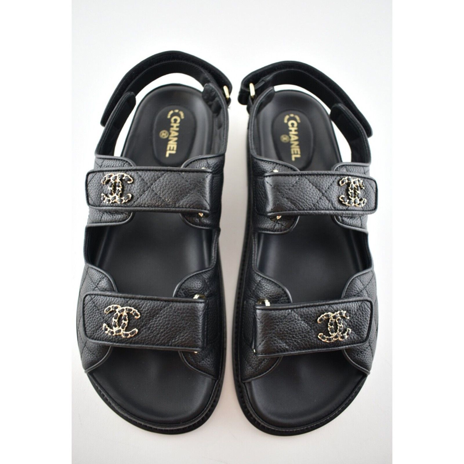 Chanel Chanel REV Black Caviar Gold CC Logo Mule Slide Strap Flat Size US 6.5 / IT 36.5 - 8 Thumbnail