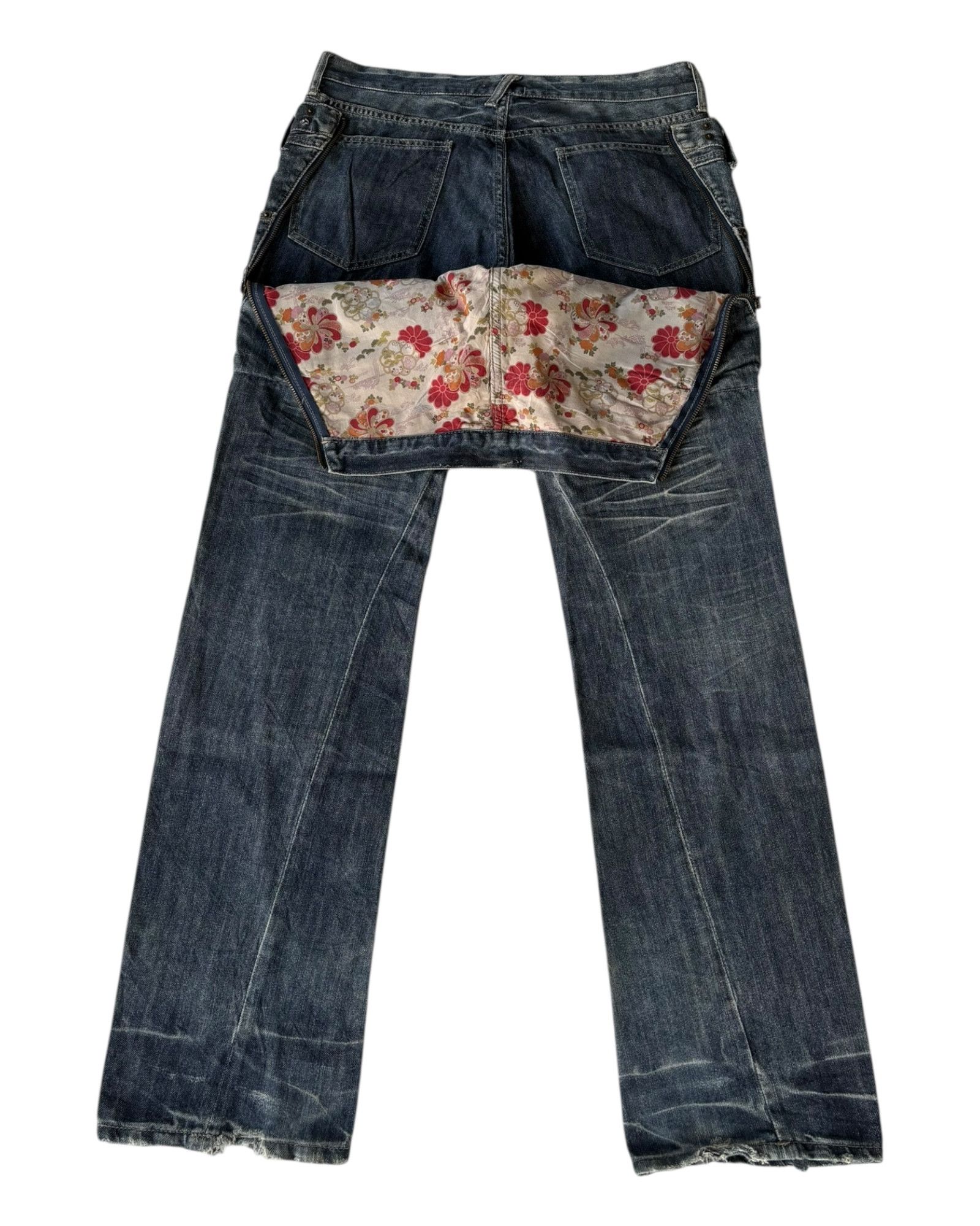 If Six Was Nine PPFM Double Waist Distressed Denim Jean Size US 33 - 7 Thumbnail