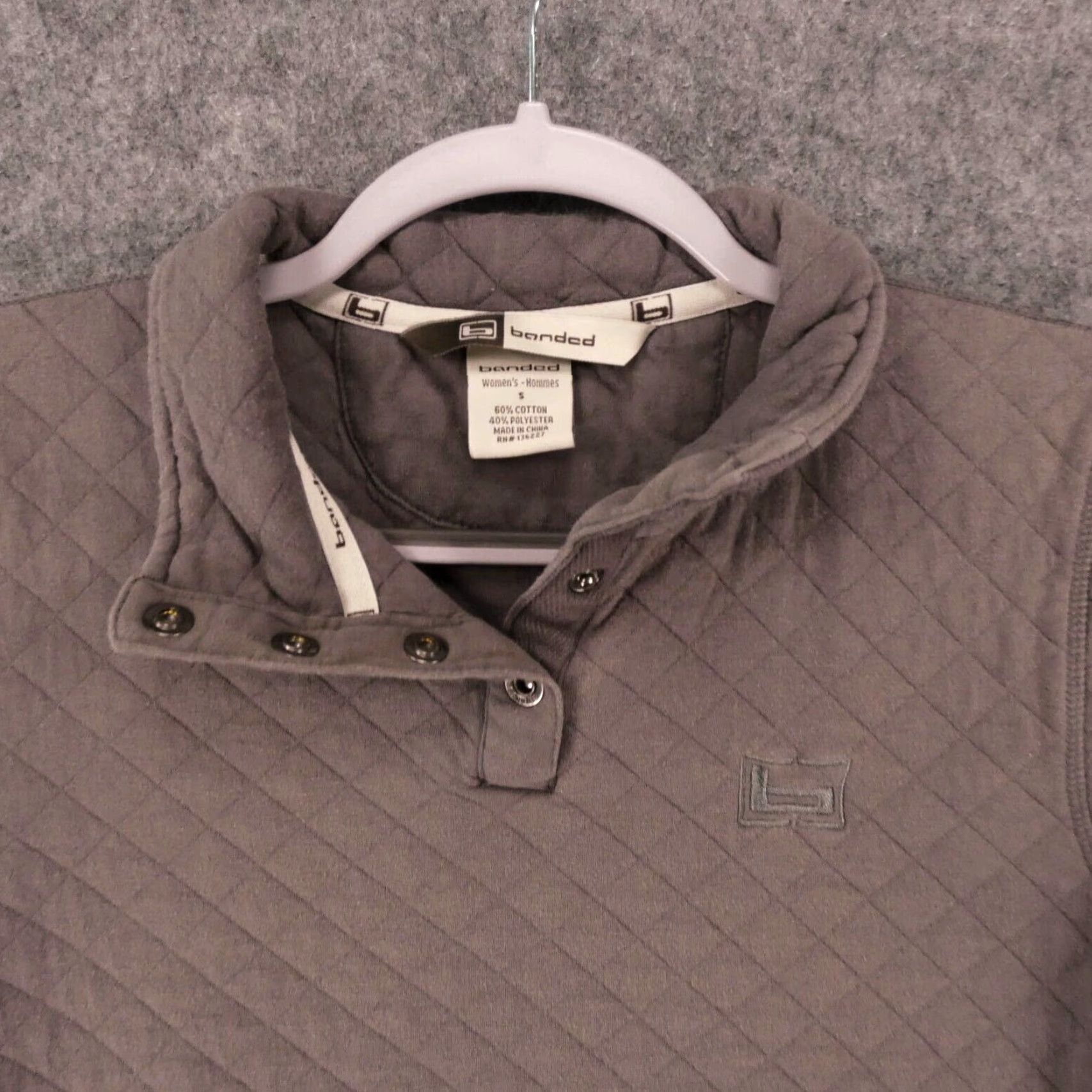 Vintage Banded Sweatshirt Womens Small Gray Quilted 1/4 Button Up Soft w Pockets Size S / US 4 / IT 40 - 2 Thumbnail