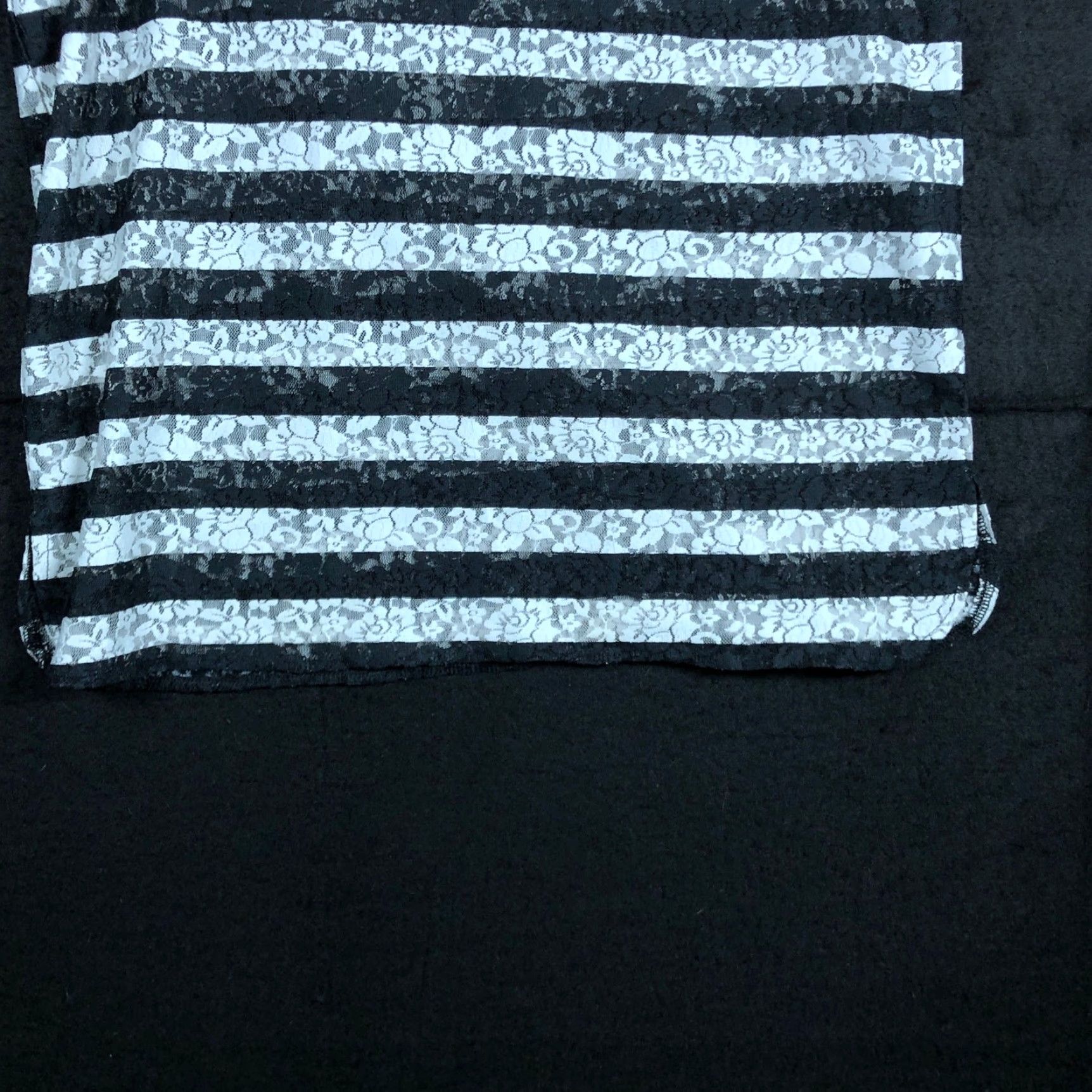 Express Express Womens Tank Black White Lace Striped Sheer Scoop Neck S Size S / US 4 / IT 40 - 3 Thumbnail