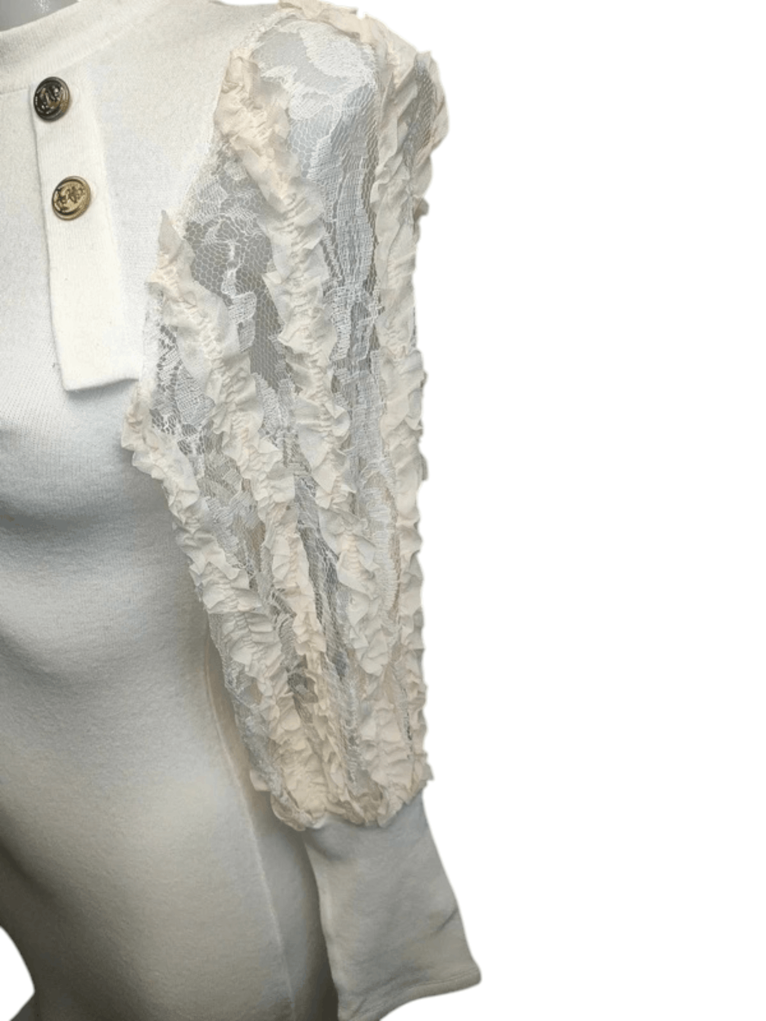 Balmain Balmain Ruffled Lace Sleeve Knit Dress, c. 2010s Size M / US 6-8 / IT 42-44 - 5 Thumbnail