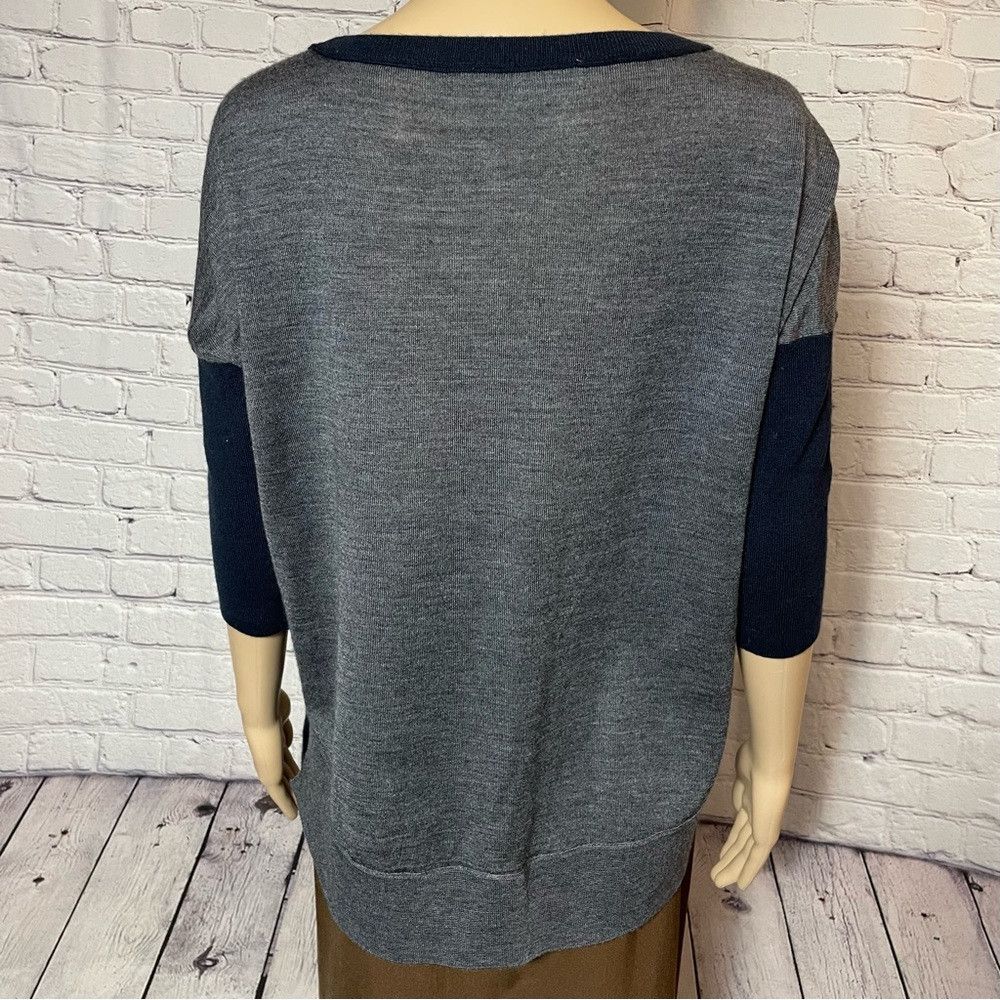 Loft Ann Taylor Loft Wool Blend Colorblock Navy Grey Sweater Siz Size S / US 4 / IT 40 - 5 Thumbnail