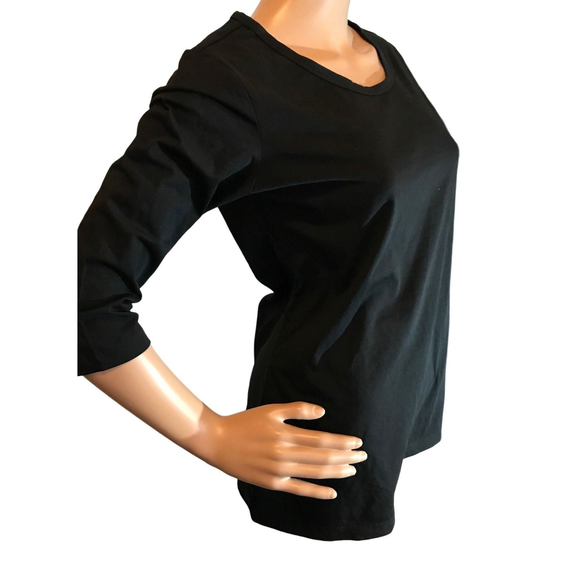 Vintage Christine Alexander Medium Black Cotton Blend Shirt Top Tee Size M / US 6-8 / IT 42-44 - 3 Thumbnail