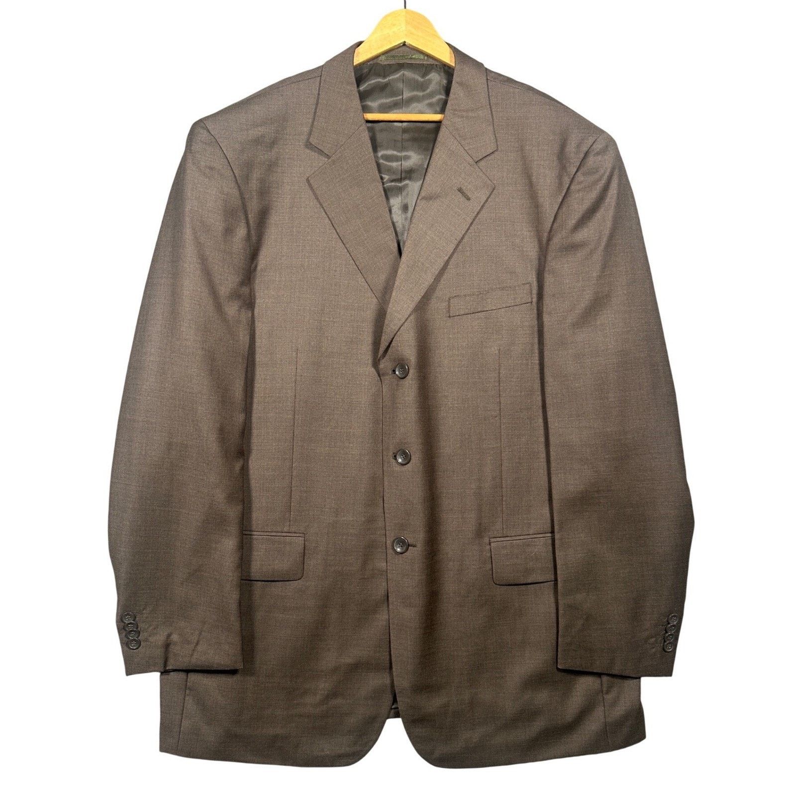 Other Rossellini Suit Mens 48L Brown 100% Virgin Wool Pleated Size 48L - 2 Thumbnail