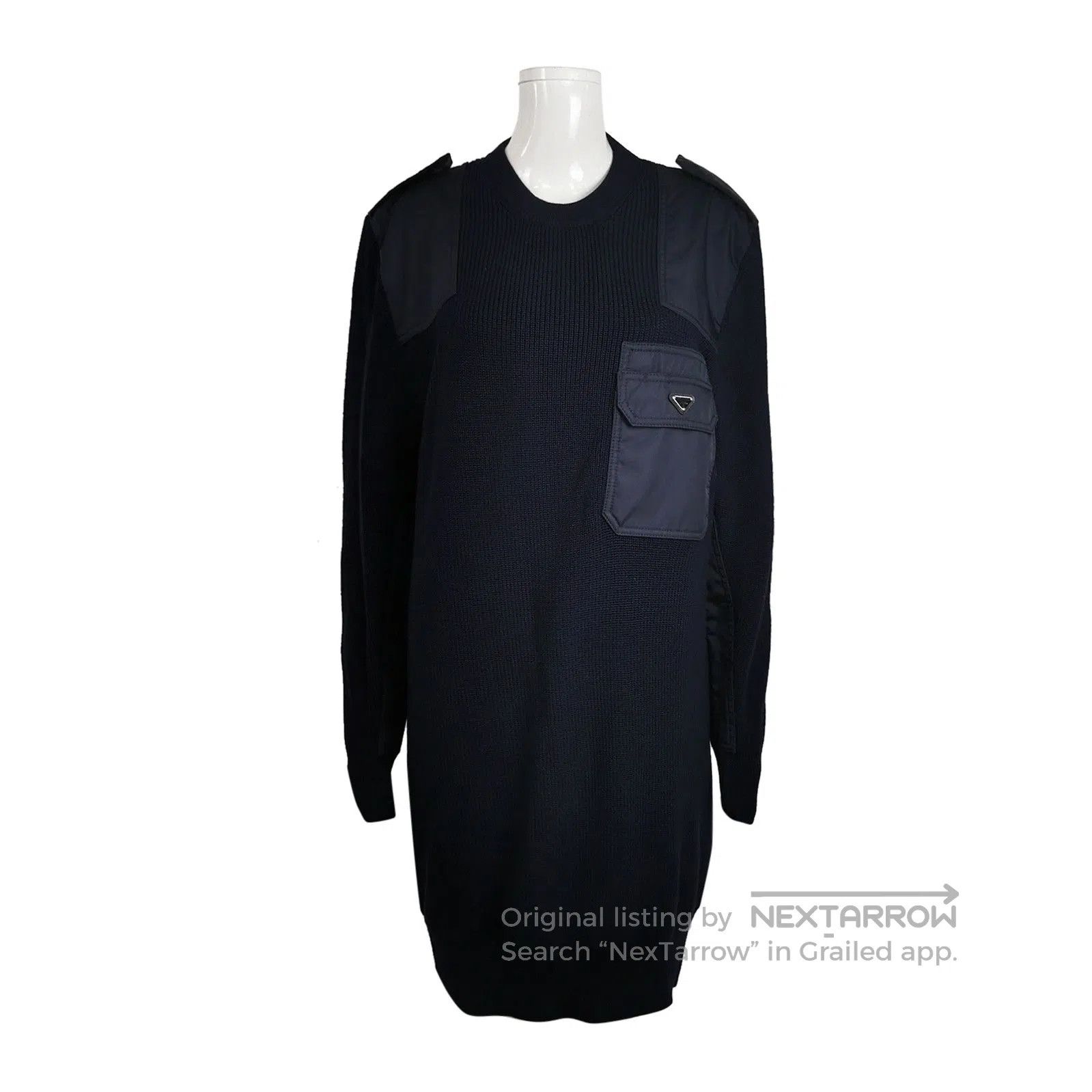 Prada Prada Wool Solid Triangle Logo Long Sleeve Dress . Size M / US 6-8 / IT 42-44 - 1 Thumbnail