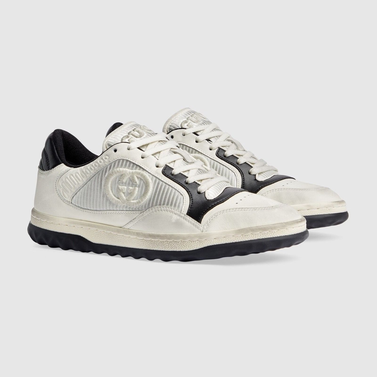 Gucci Gucci Distressed Leather GG Flat Low Top Trainer Sneaker 37 Size US 7 / IT 37 - 3 Thumbnail