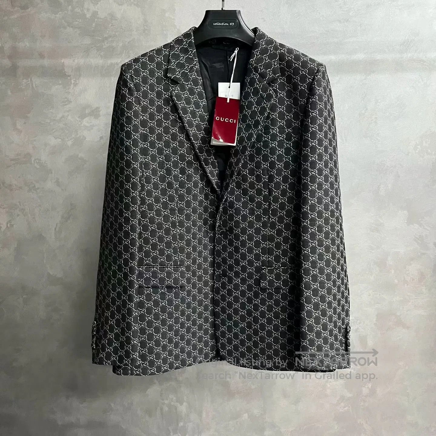Gucci gray logo-printed long sleeve blazer. Size US M / EU 48-50 / 2 - 1 Thumbnail