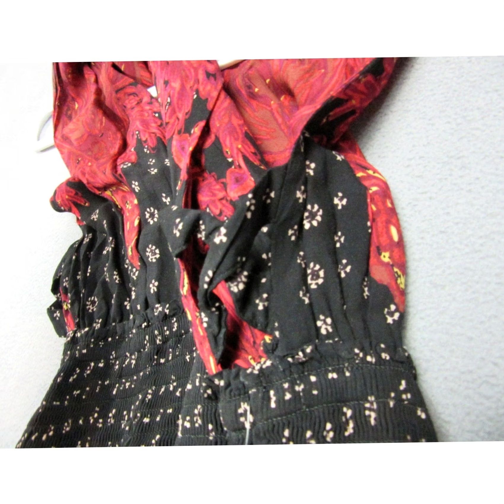 Free People Free People Mini Dress Womens L Black Rayon Mixed Print Smocked Waist Size L / US 10 / IT 46 - 4 Thumbnail