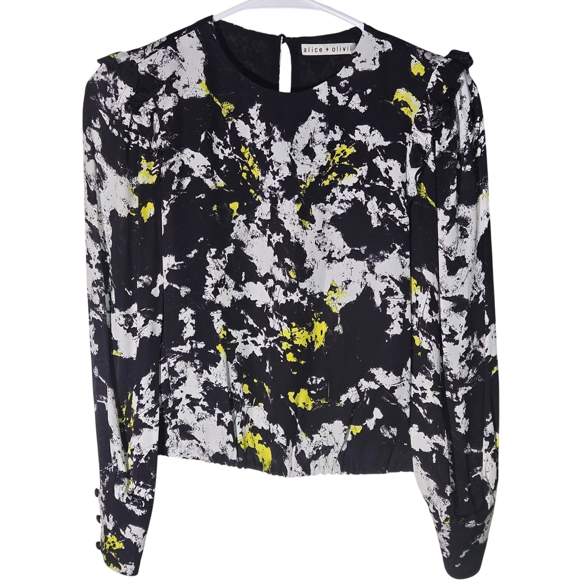 Alice + Olivia Alice + Olivia Women’s LS Blouse Black/Yellow XS Art to Wear Size XS / US 0-2 / IT 36-38 - 2 Thumbnail