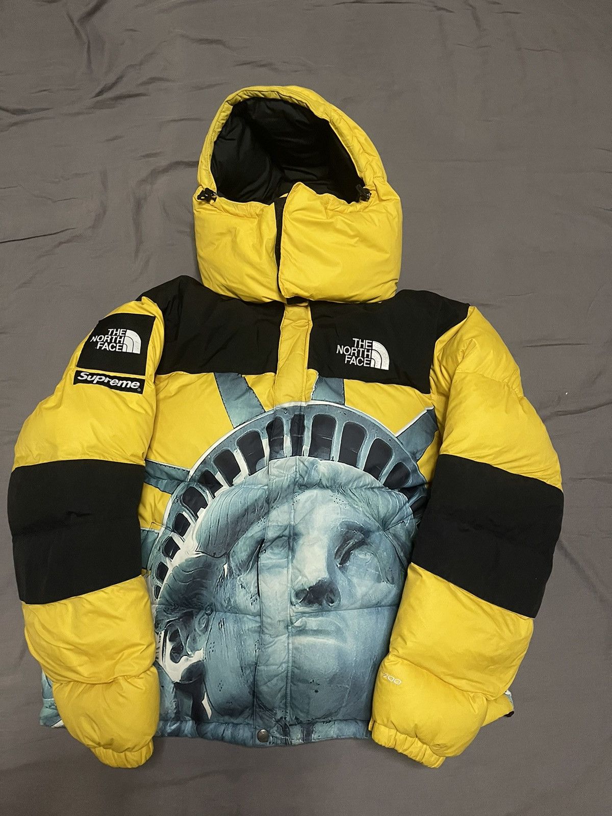 image of Supreme Tnf The North Face Statue Of Liberty Baltoro Jacket in Yellow, Men's (Size Medium)