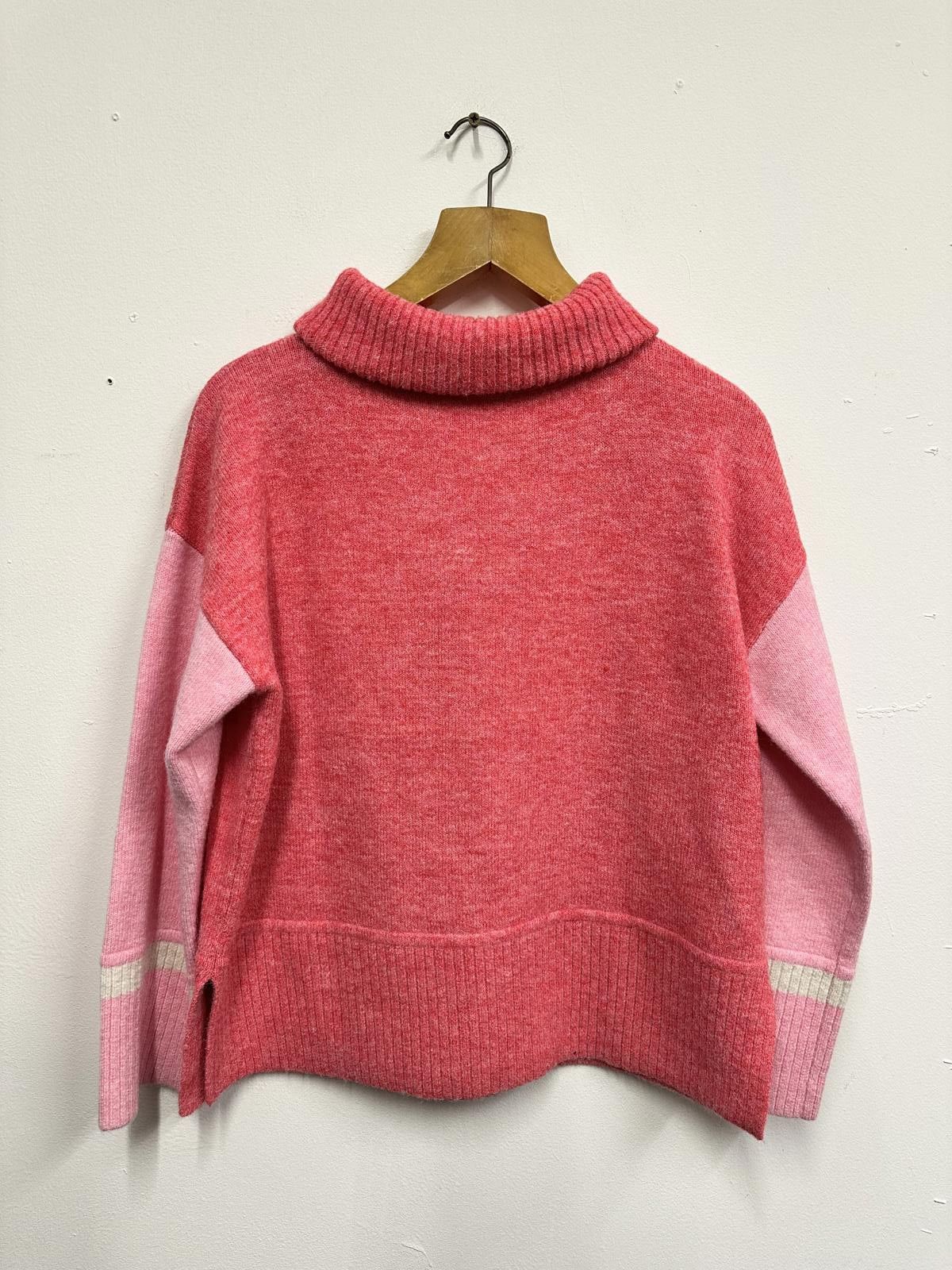 Other Oliver Bonas Pink and Coral Colourblock Turtleneck Sweater Size M / US 6-8 / IT 42-44 - 1 Thumbnail