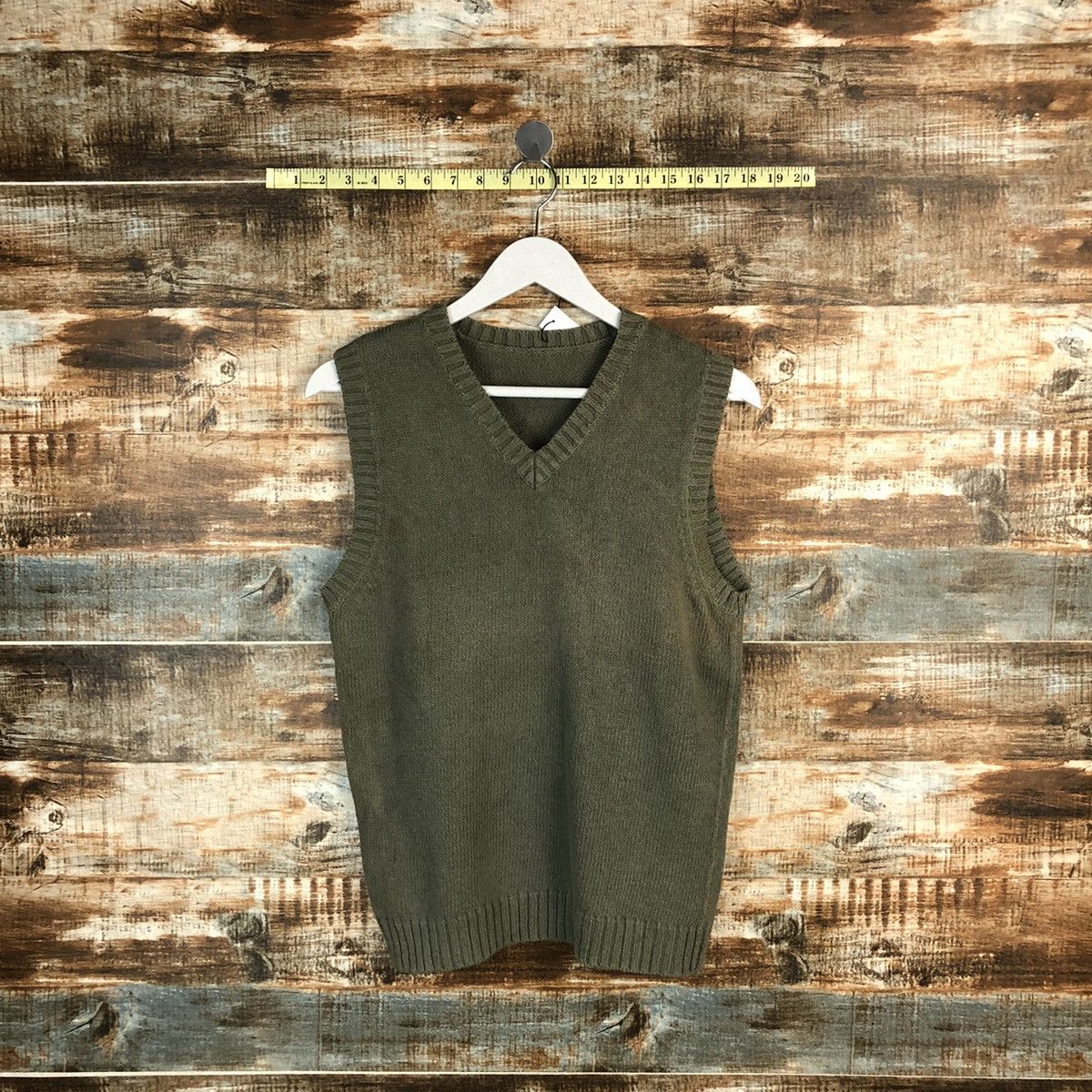 Japanese Brand Green Vest Knitwear sleeveless vintage #A1678