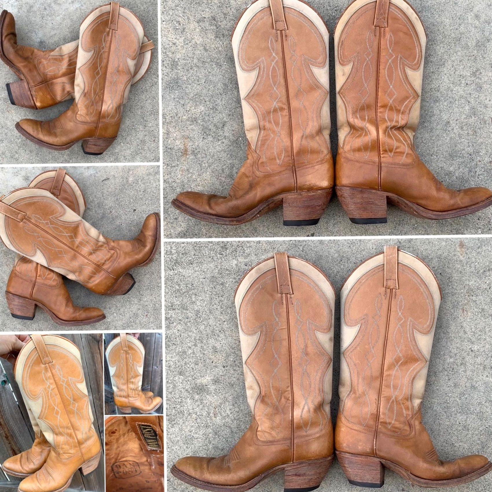 Dan Post VINTAGE Dan Post Boots 5 C Ladies Womens Western Cowboy Cowgirl Spain Leather Rockabilly 1980s Mens Womens Boys Girls Size US 5 / IT 35 - 2 Thumbnail