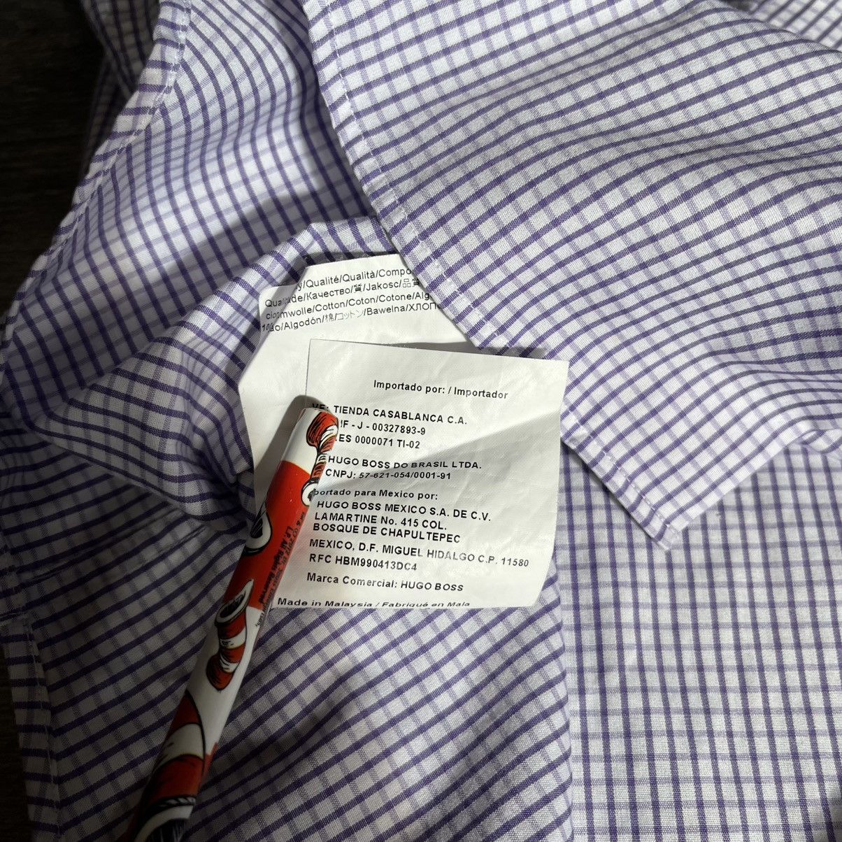 Designer × Hugo Boss × Vintage Vintage Hugo Boss Check Purple/White Button Up Dress Shirt Size US XL / EU 56 / 4 - 6 Thumbnail