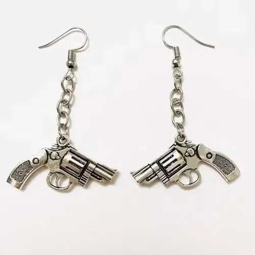 Handmade Iconic drop dangle earrings with short gun pendants Size ONE SIZE - 1 Thumbnail
