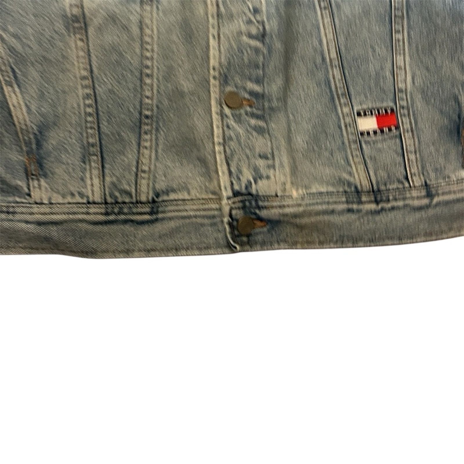 Tommy Hilfiger 90s Vintage Tommy Jeans Light Denim Trucker Patch Jacket Size US M / EU 48-50 / 2 - 7 Thumbnail