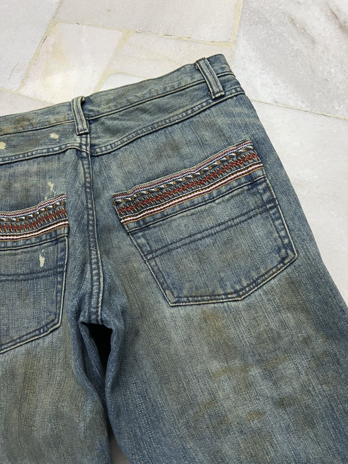 Japanese Brand × Jean × Vintage Japanese brand exhibitionist Distress Dirty Jean Size US 32 / EU 48 - 18 Thumbnail