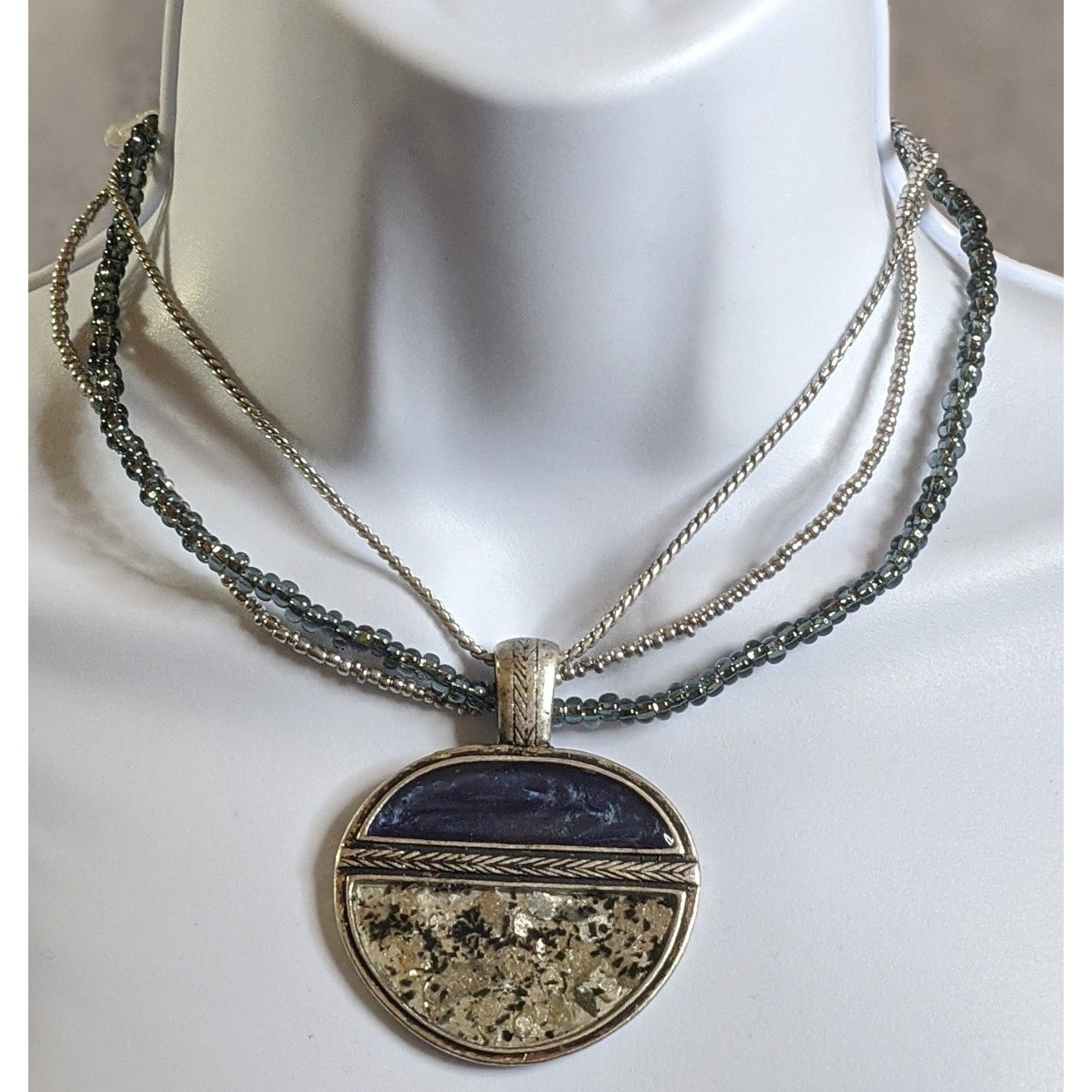 Laura Ashley Laura Ashley Abstract Blue And Silver Tone Multi-Strand Neck Size ONE SIZE - 1 Thumbnail