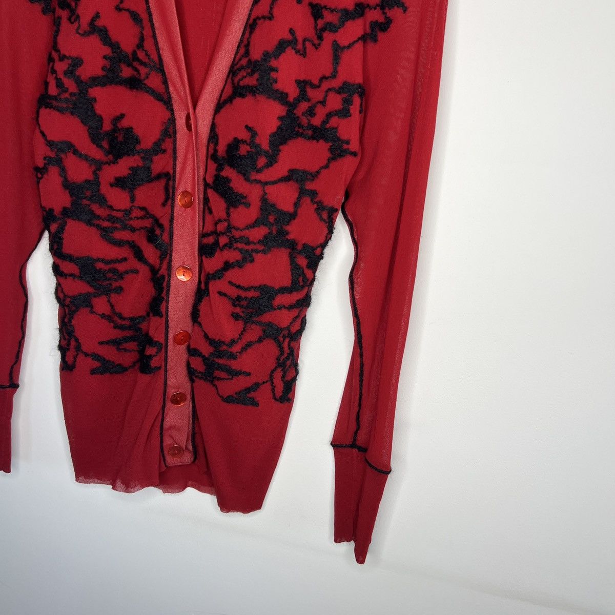 Jean Paul Gaultier Jean Paul Gaultier JPG Soleil Red Cardigan Vintage Mesh Top Size M / US 6-8 / IT 42-44 - 3 Thumbnail