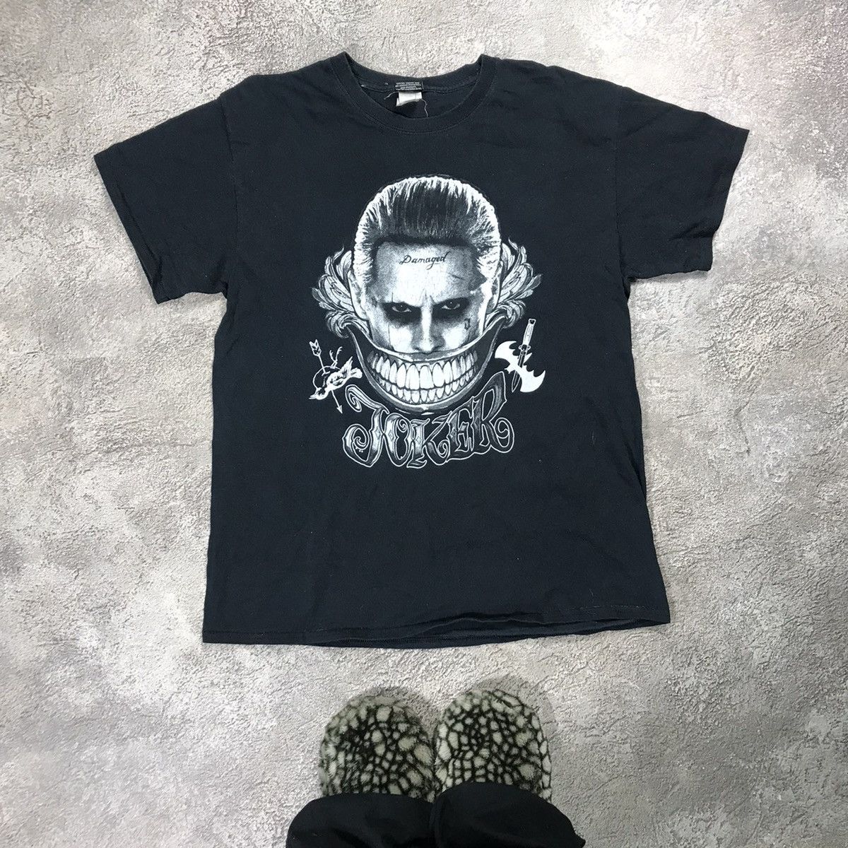 Vintage Vintage 90s Graphic Tee Joker Skull Horror Grunge Streetwear Size US L / EU 52-54 / 3 - 1 Thumbnail