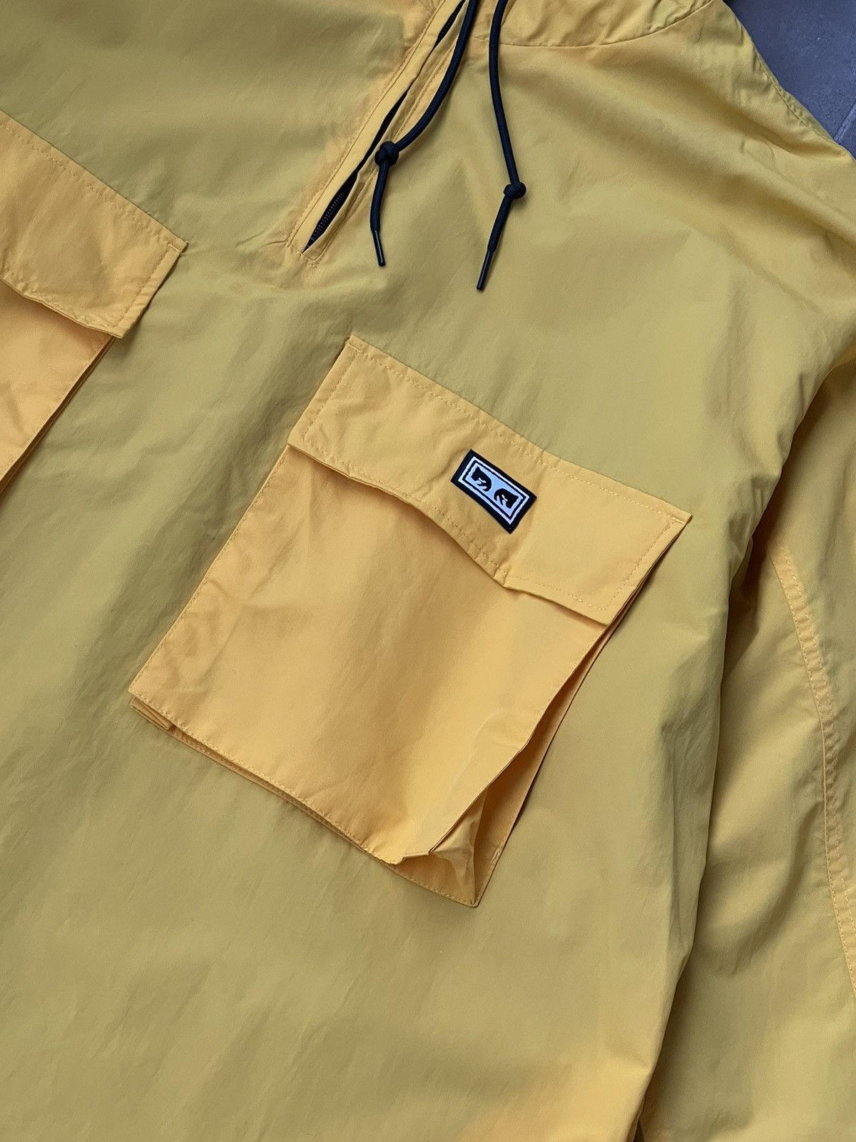 Obey Small Logo Yellow Reflective Windbreaker Anorack Jacket