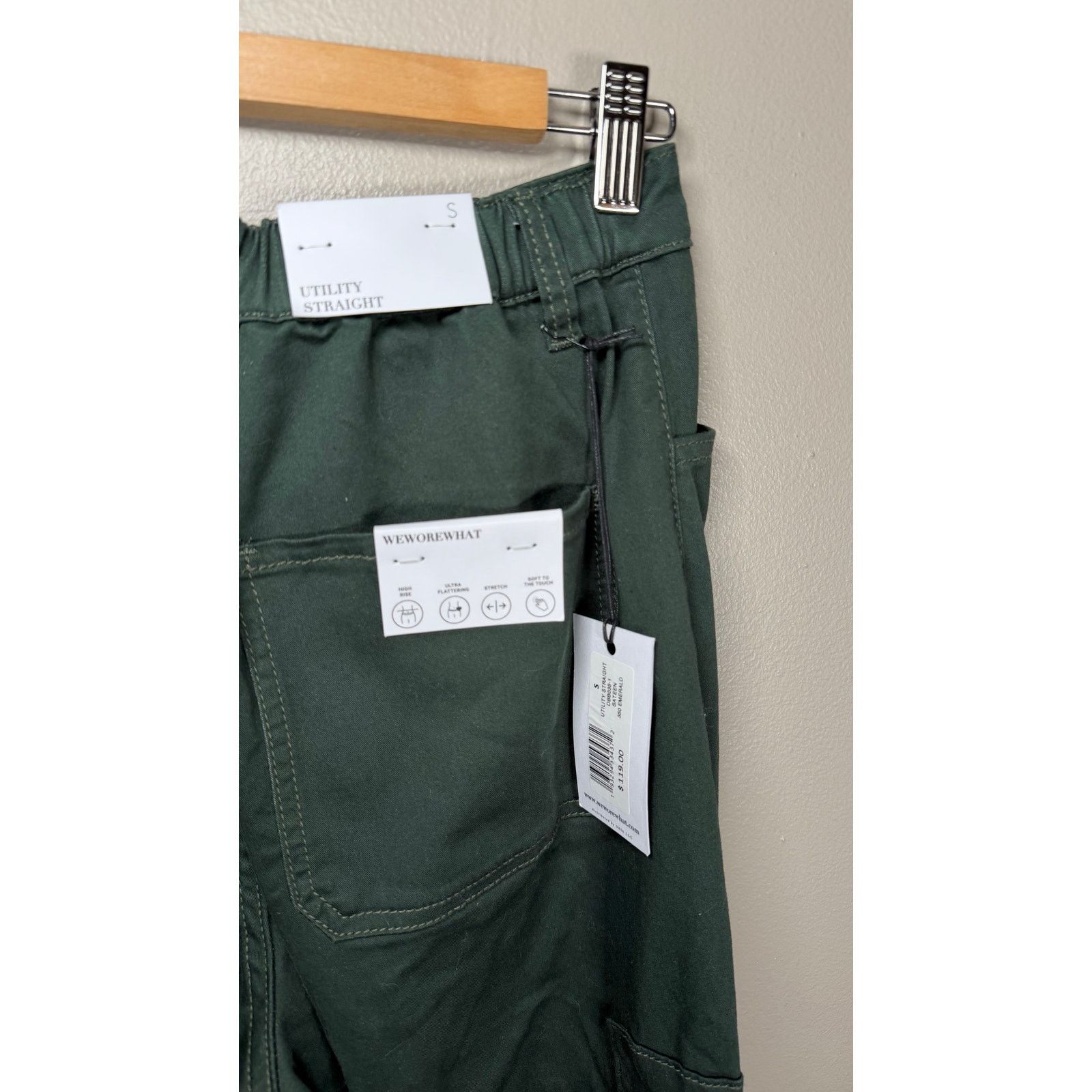 WeWoreWhat NWT WeWoreWhat Utility Straight Pants Emerald Sateen size S Size 28" / US 6 / IT 42 - 7 Thumbnail
