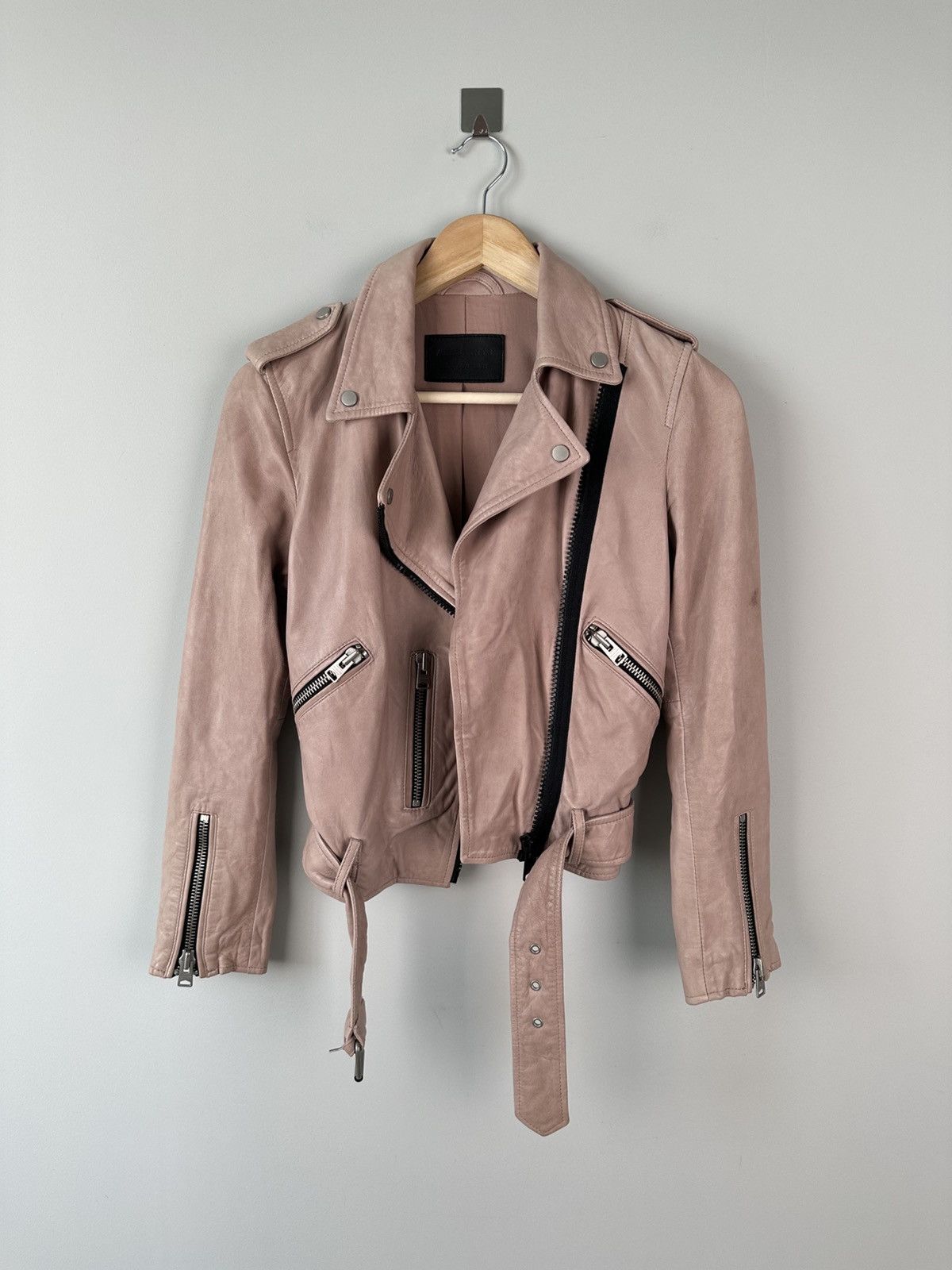 Allsaints AllSaints Wyatt Zip Biker Asymmetrical Leather Jacket Womens Size XS / US 0-2 / IT 36-38 - 3 Thumbnail