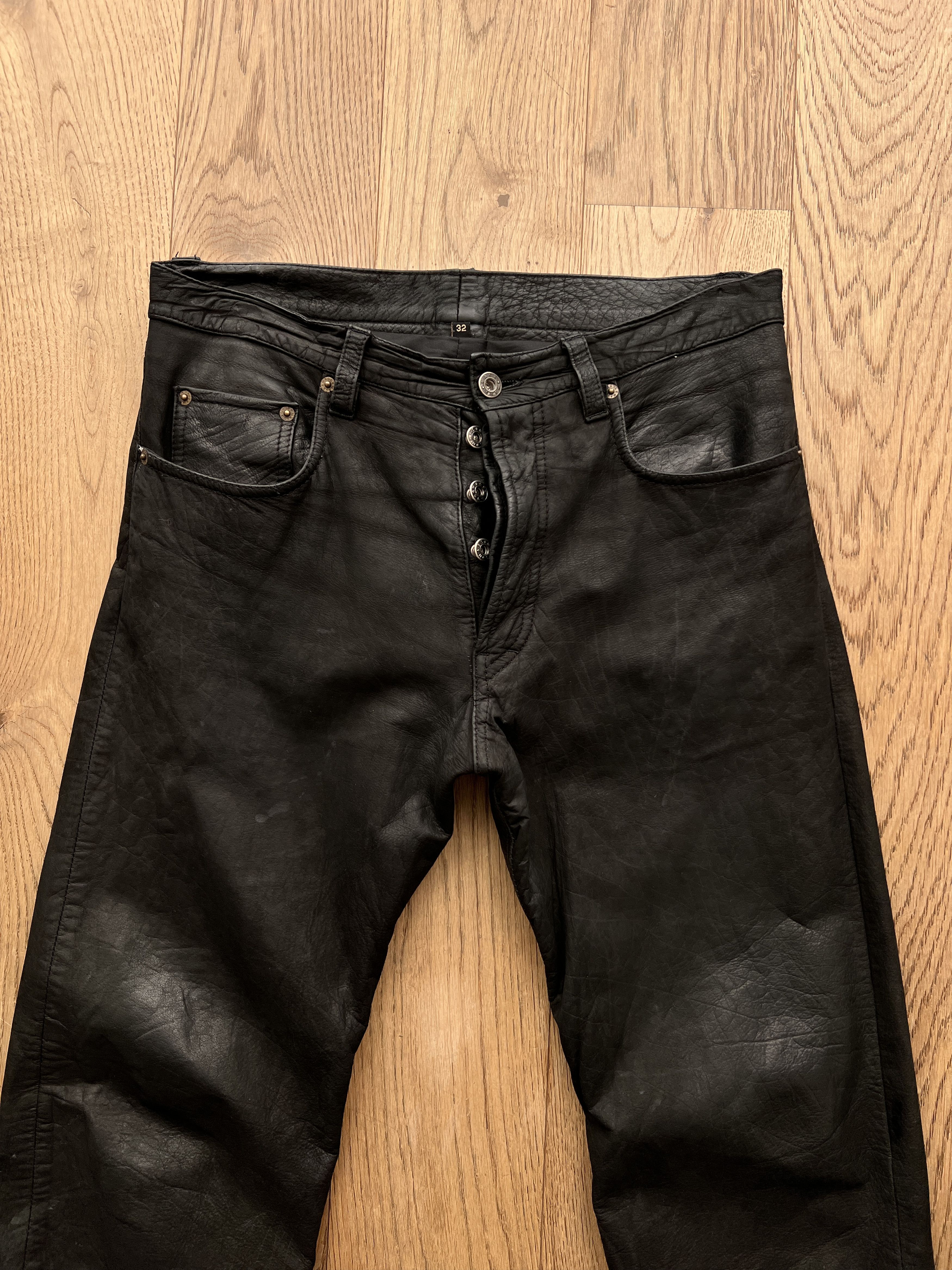 If Six Was Nine Crazy! Vintage real soft leather pants true faded y2k racing Size US 31 - 4 Thumbnail
