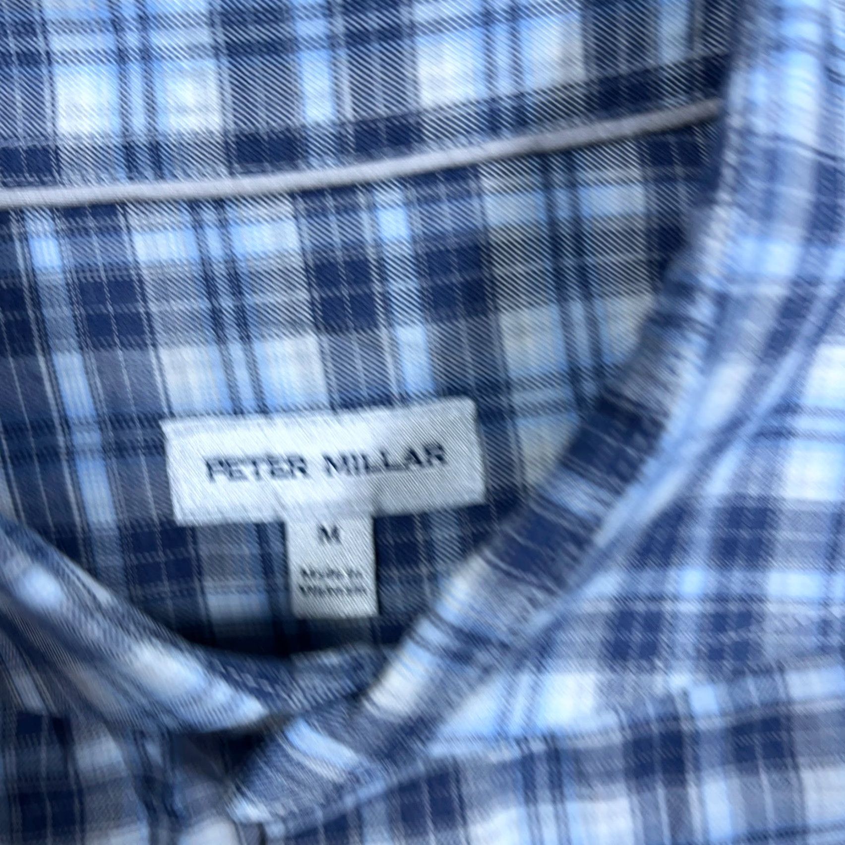 Peter Millar Peter Millar Shirt Men Medium Blue Plaid Button-Up Cotton Dress Adult LS Size 40R - 4 Thumbnail